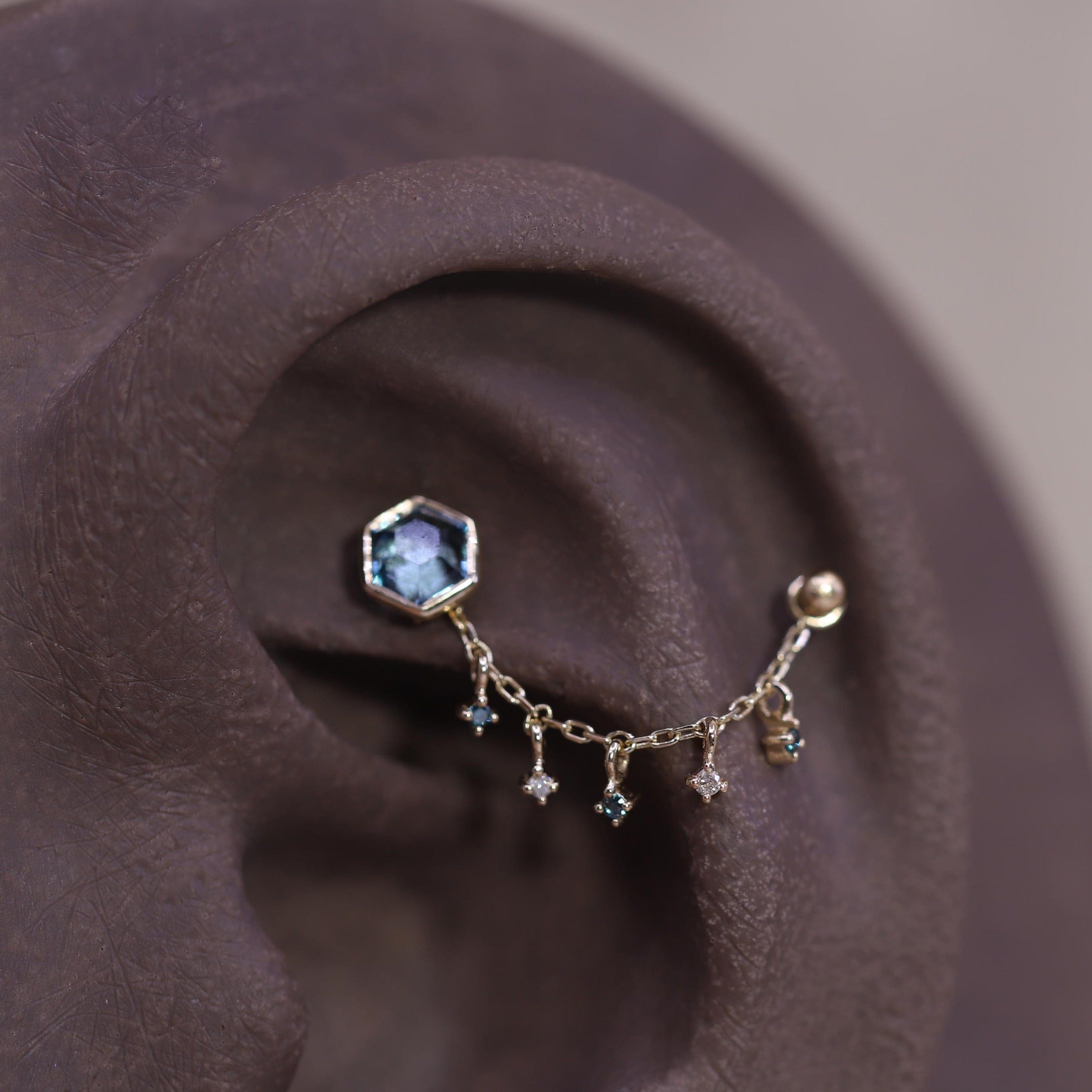 BEATTI Chain Attachments Ember Blue and White Diamond Dangle Chain Ember Blue and White Diamond Dangle Chain