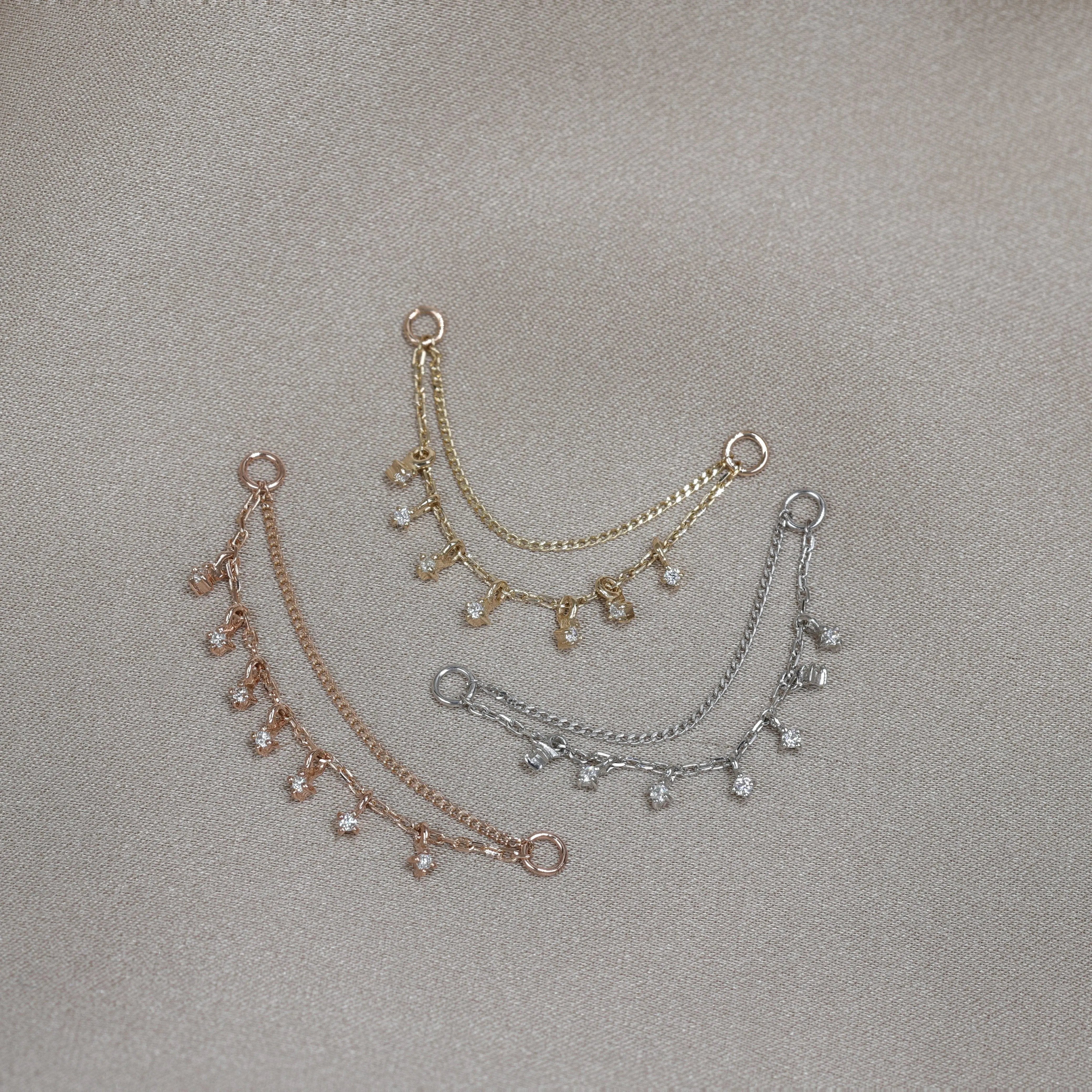 BEATTI Chain Attachments Ember Tiny Diamond Charm Double Chain 32mm Ember Tiny Diamond Charm Double Chain 32mm