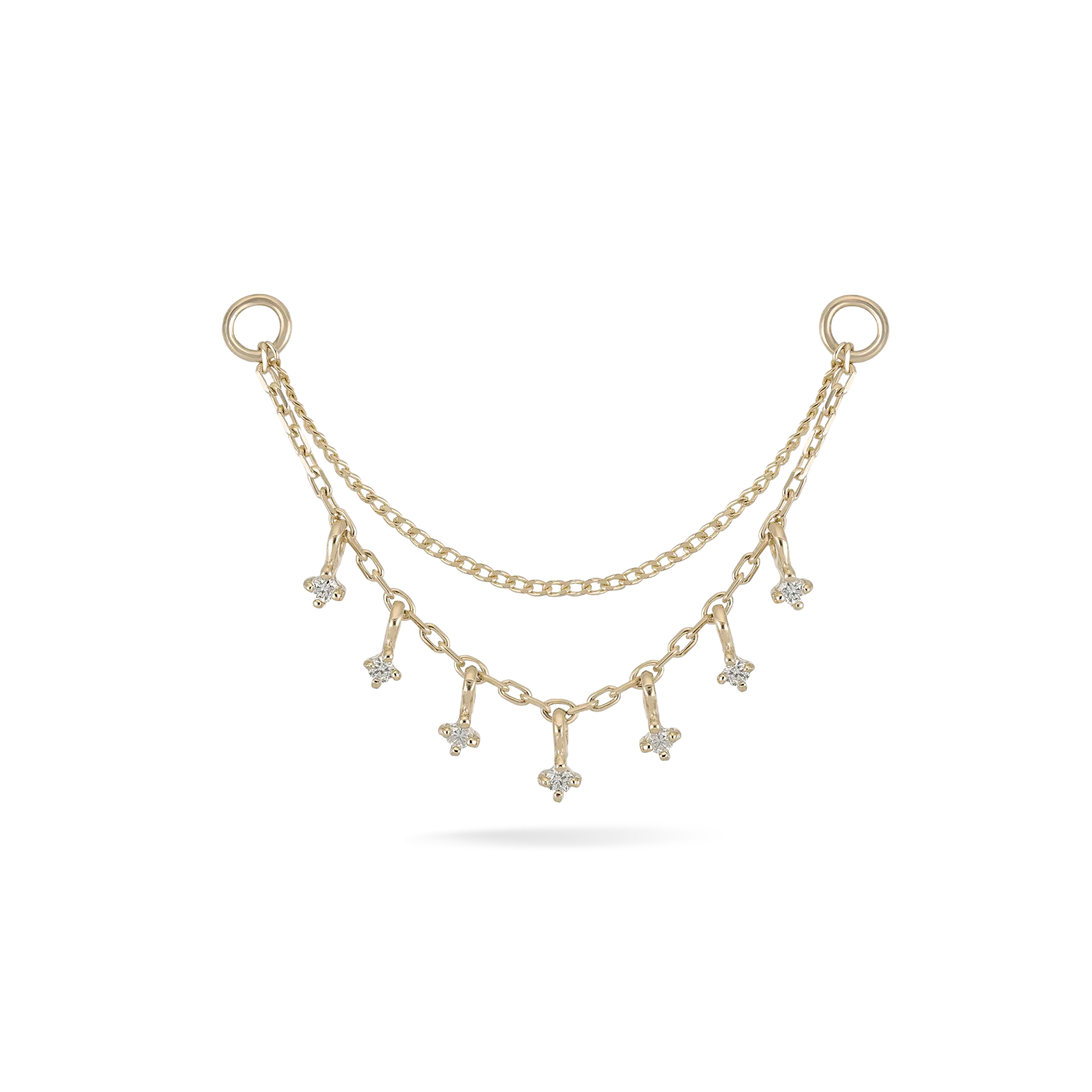 BEATTI Chain Attachments Gold Ember Tiny Diamond Charm Double Chain 32mm BTFG052_WD Ember Tiny Diamond Charm Double Chain 32mm