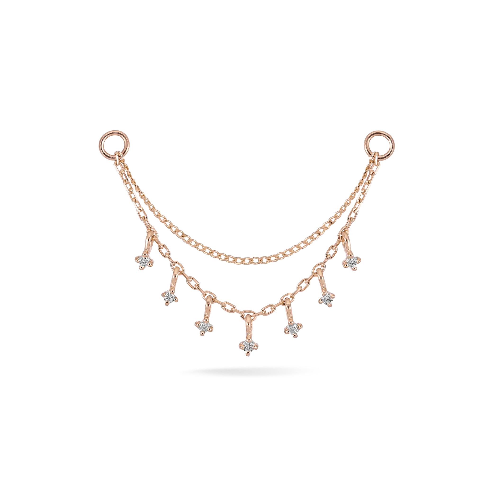 BEATTI Chain Attachments Rose Gold Ember Tiny Diamond Charm Double Chain 32mm BTFG052_WD Ember Tiny Diamond Charm Double Chain 32mm