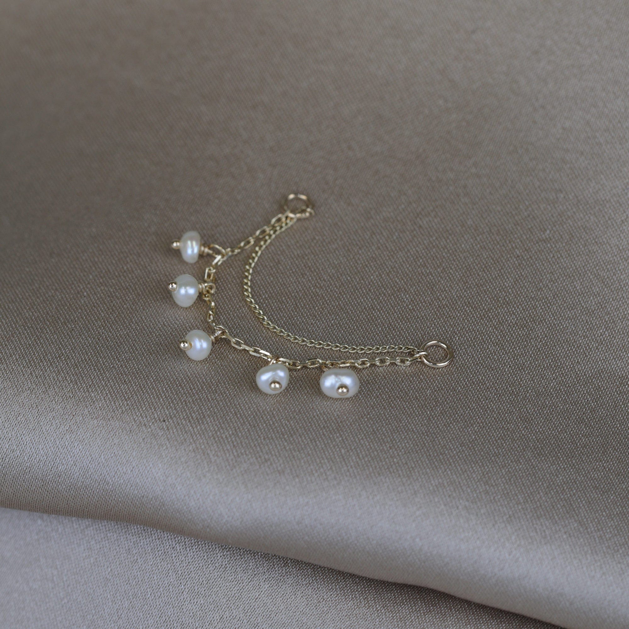 BEATTI Chain Attachments Gold Morning Dew • Natural Pearl Beads Double Drape Chain BTFG053 PW YG Morning Dew • Natural Pearl Beads Double Drape Chain