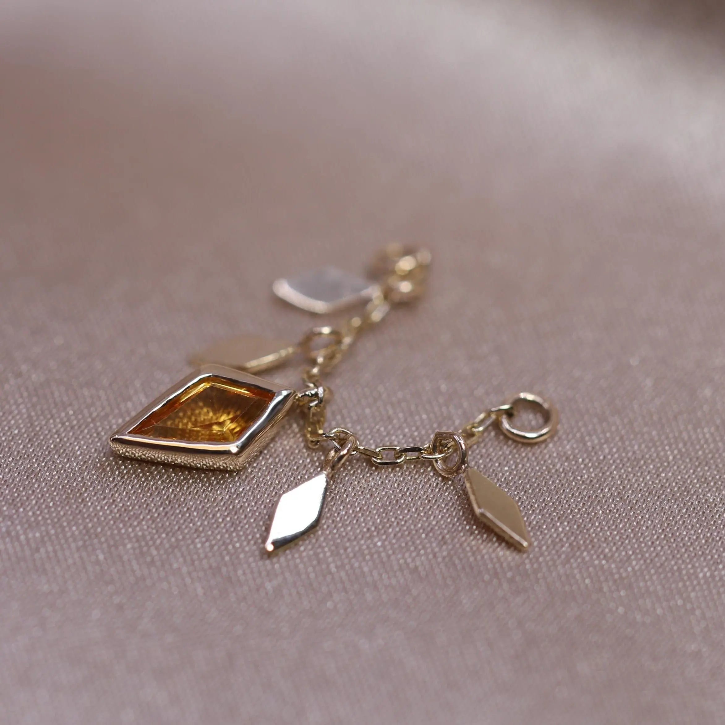 BEATTI Chain Attachments Gold Patra Chain Attachment with Citrine BTFG012 CD Patra Chain Attachment with Citrine