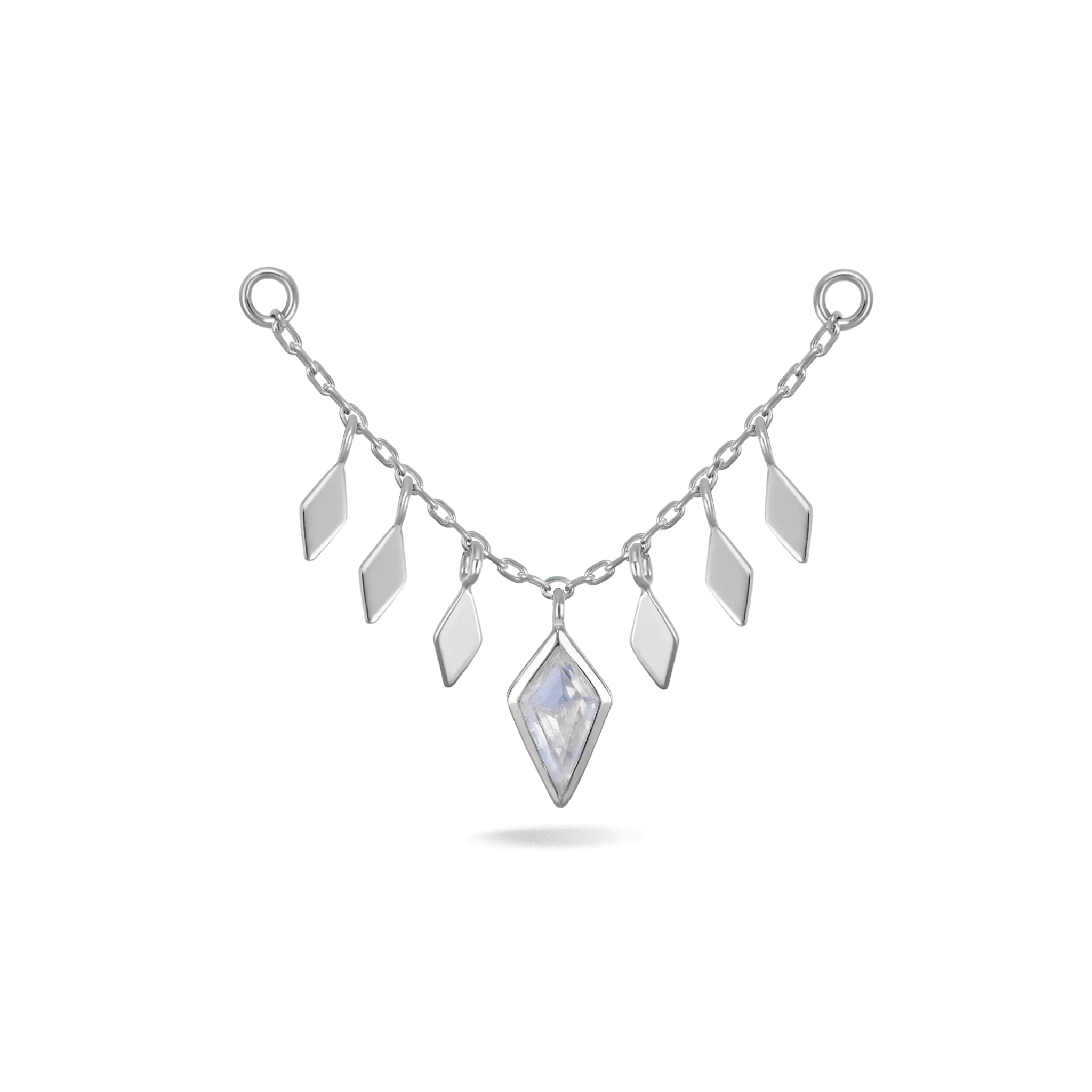 BEATTI Chain Attachments White Gold / 32mm Patra Chain Attachment with Rainbow Moonstone 32mm BTFG054 MR Patra Chain Attachment with Rainbow Moonstone 32mm