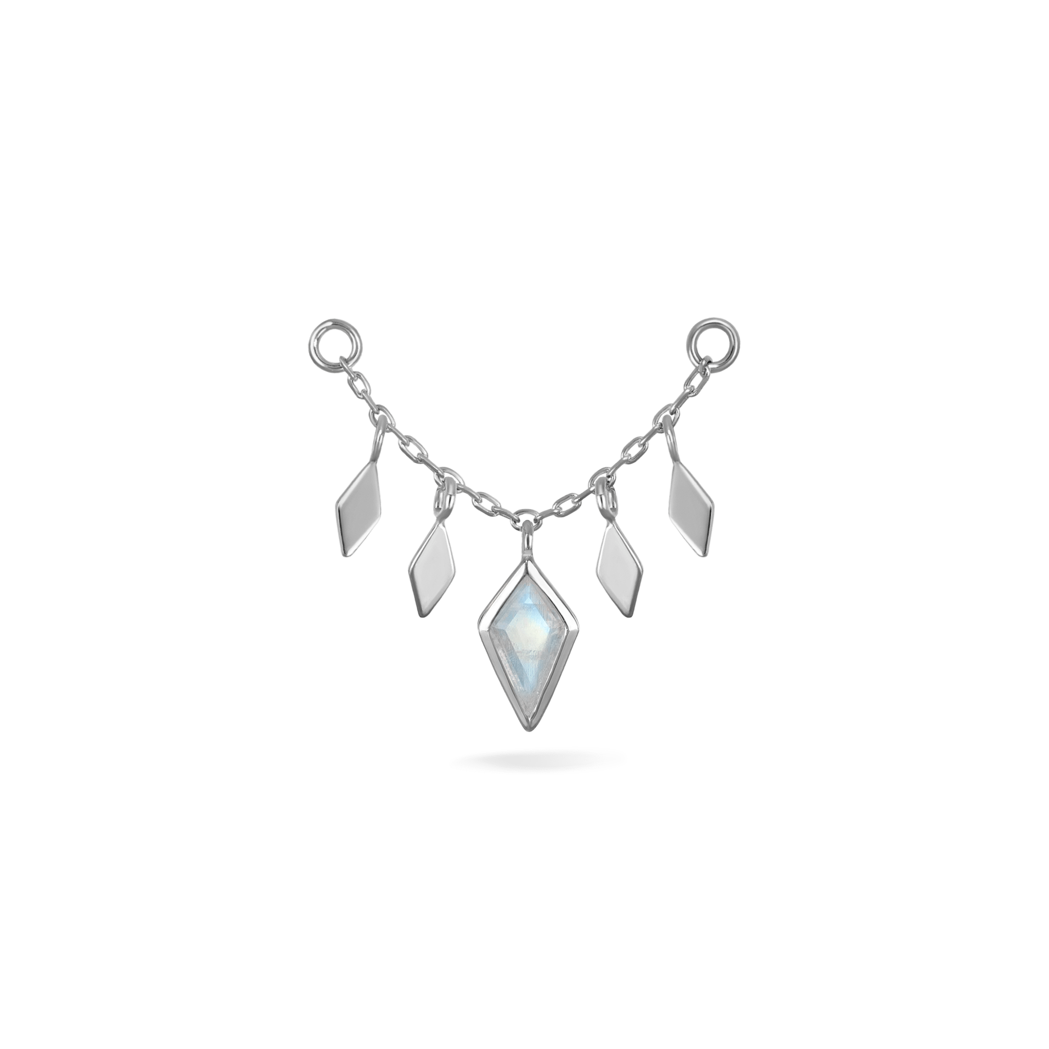 BEATTI Chain Attachments White Gold Patra Chain Attachment with Rainbow Moonstone BTFG012 MR Patra Chain Attachment with Rainbow Moonstone