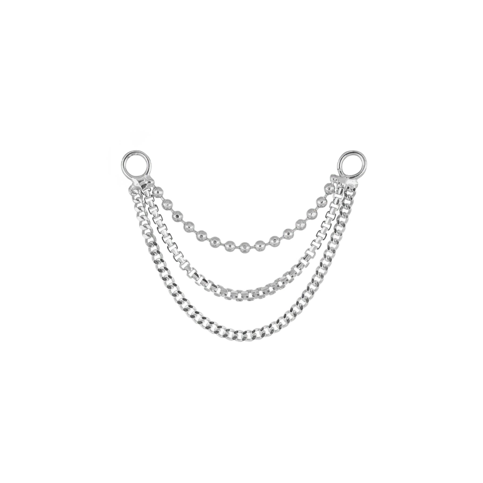 BEATTI Chain Attachments White Gold / 22mm Riva Triple Mixed Chain Attachment MJC012_20 Riva Triple Mixed Chain Attachment by BEATTI