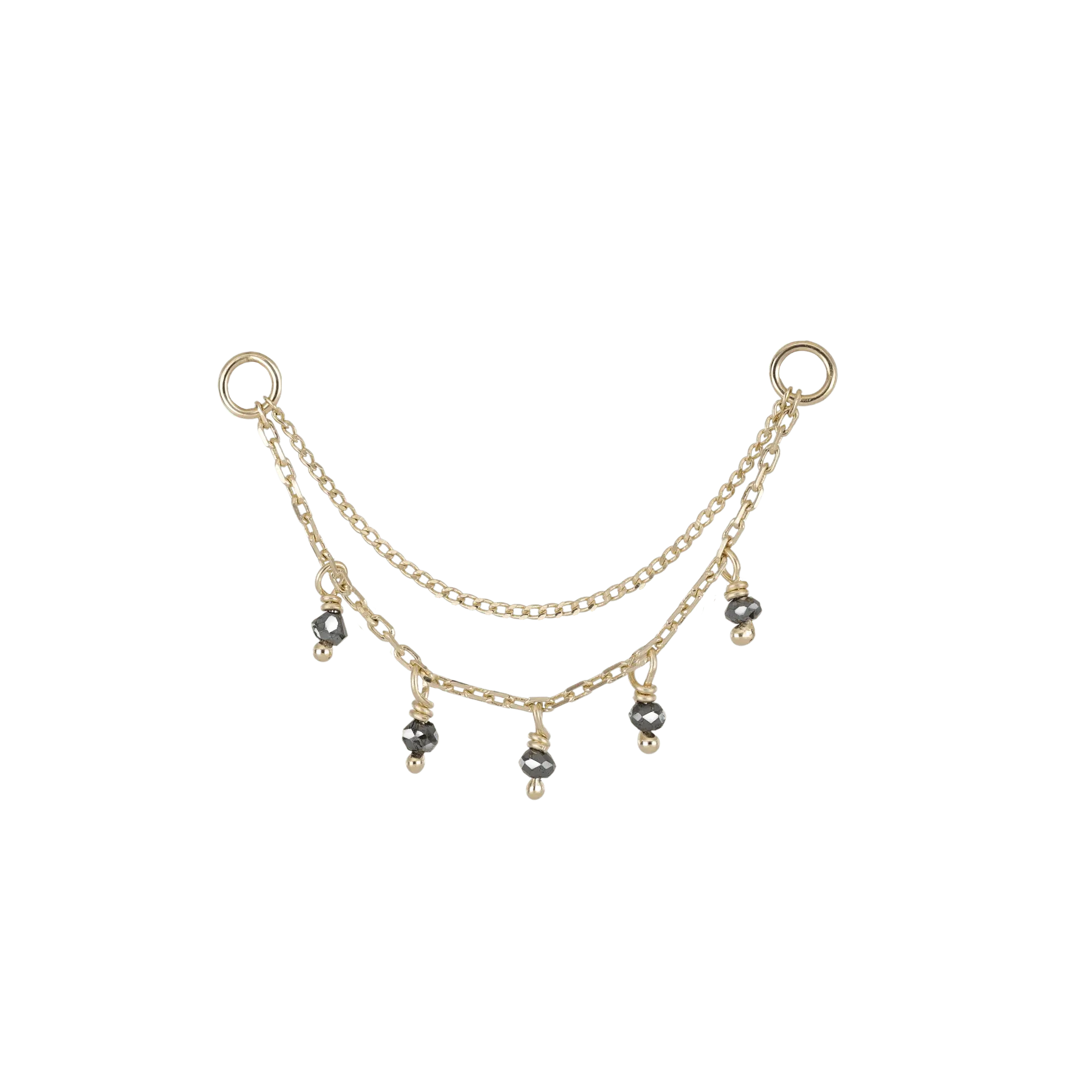 BEATTI Chain Attachments Gold Santal • Black Diamond Beads Double Drape Chain BTFG053 BLD YG Santal • Black Diamond Beads Double Drape Chain