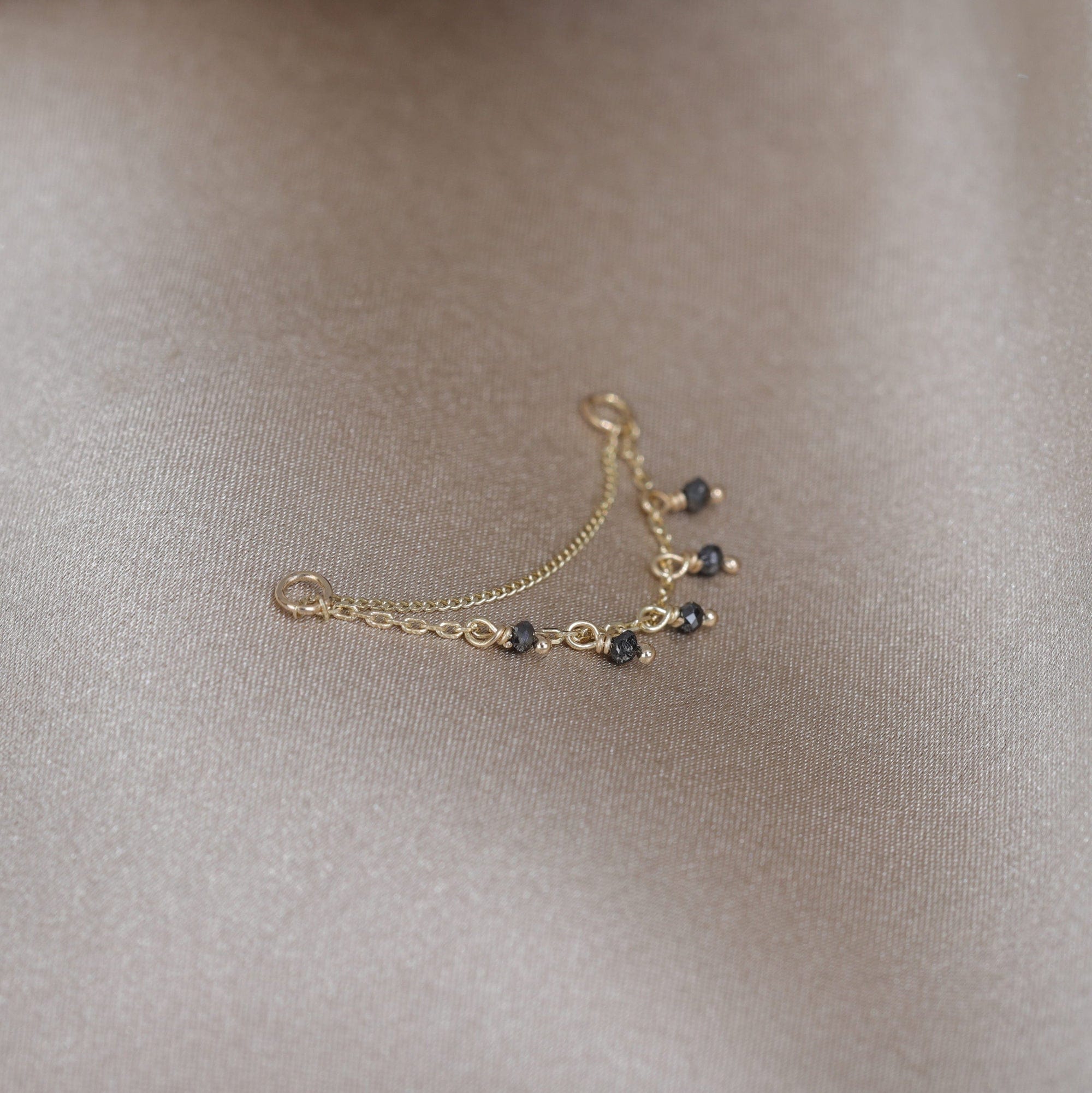 BEATTI Chain Attachments Gold Santal • Black Diamond Beads Double Drape Chain BTFG053 BLD YG Santal • Black Diamond Beads Double Drape Chain