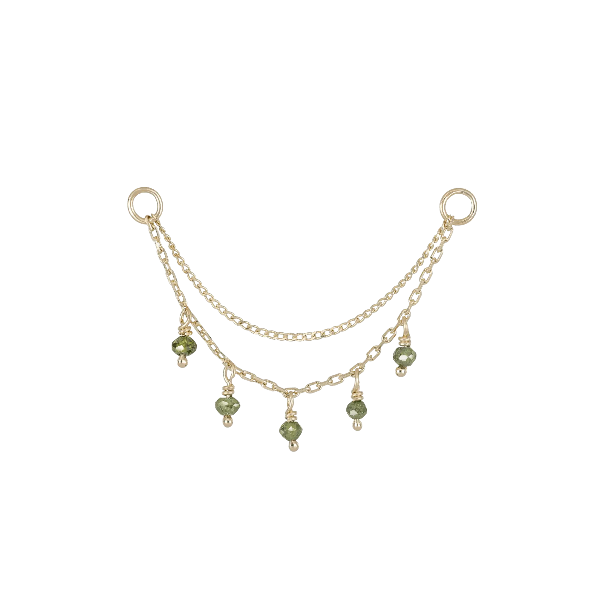 BEATTI Chain Attachments Gold Santal • Green Diamond Beads Double Drape Chain BTFG053 GD YG Santal • Green Diamond Beads Double Drape Chain