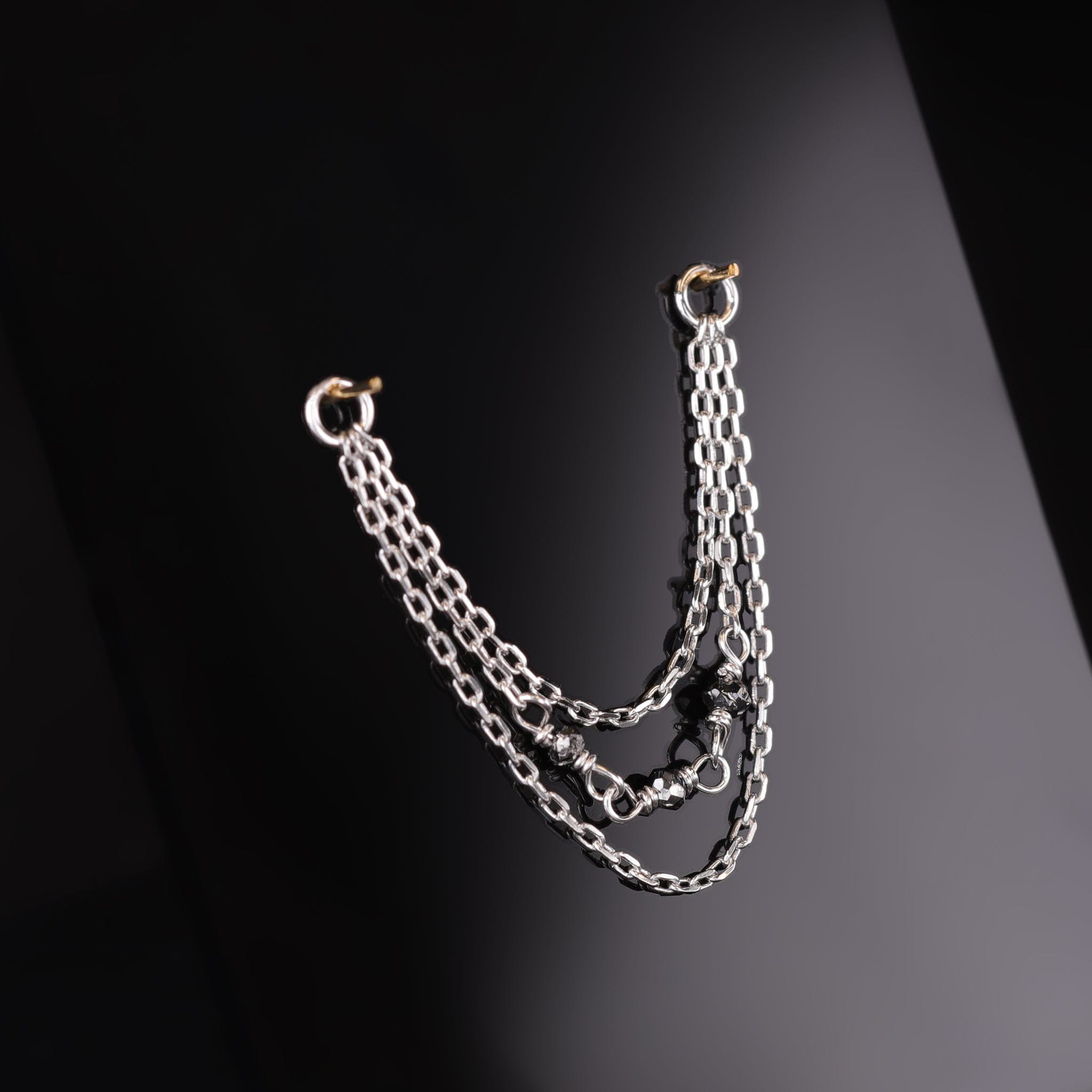 BEATTI Chain Attachments White Gold Sisley • Black Diamond Bead Triple Cable Chain Attachment BTFG032B CABLE Sisley • Black Diamond Bead Triple Cable Chain Attachment