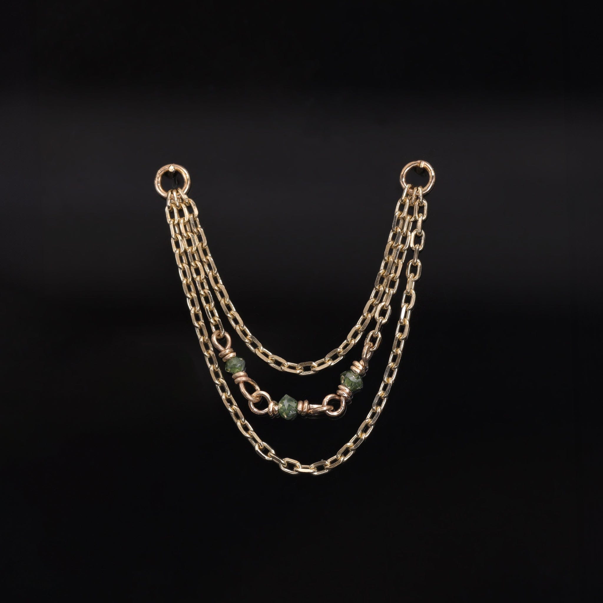 BEATTI Chain Attachments Sisley • Green Diamond Bead Triple Cable Chain Sisley • Green Diamond Bead Triple Cable Chain