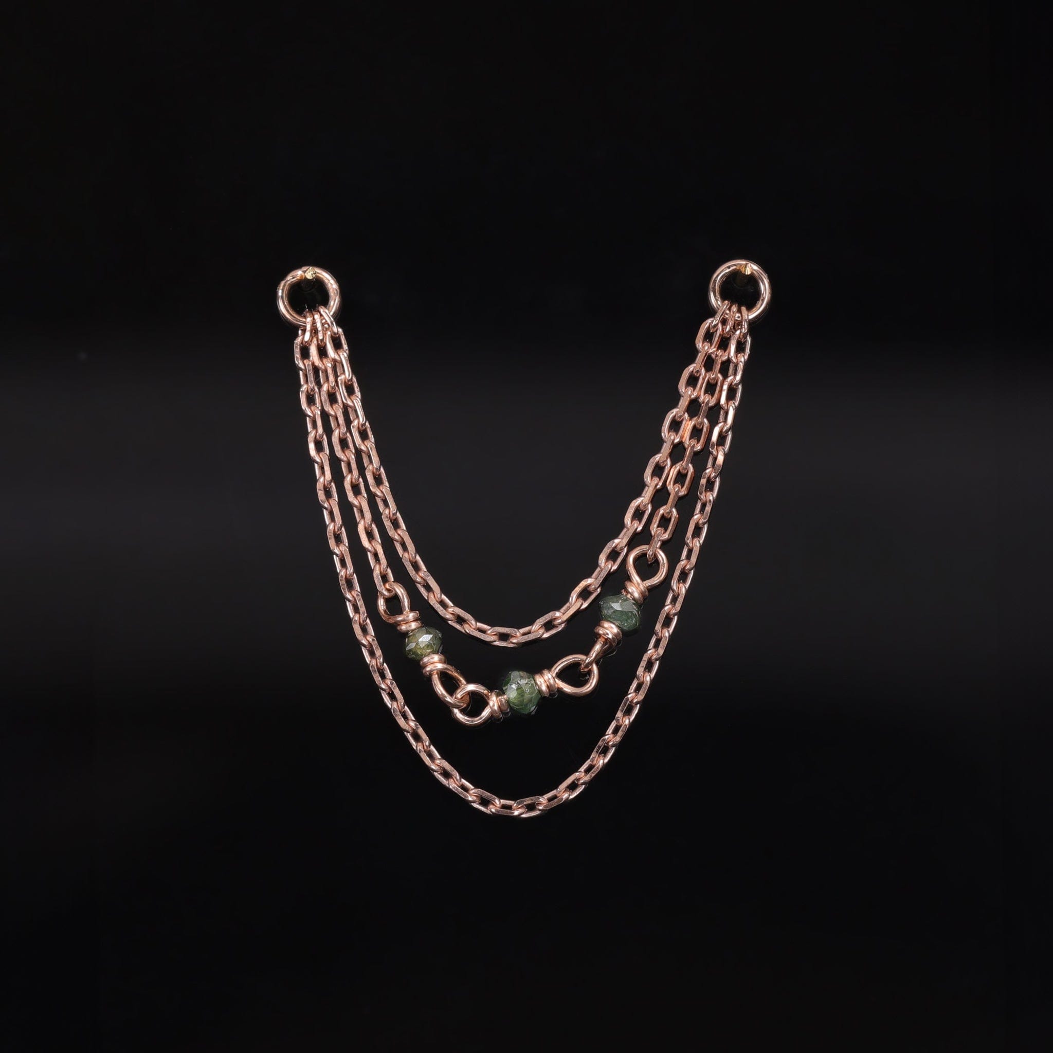 BEATTI Chain Attachments Sisley • Green Diamond Bead Triple Cable Chain Sisley • Green Diamond Bead Triple Cable Chain