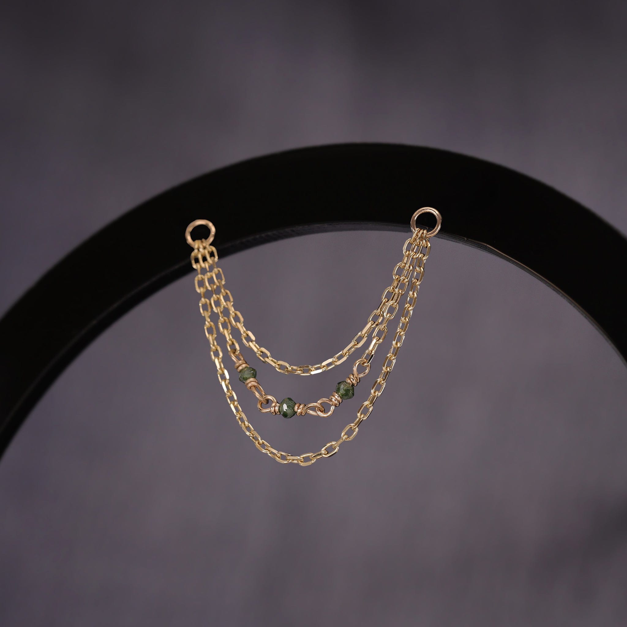 BEATTI Chain Attachments Sisley • Green Diamond Bead Triple Cable Chain Sisley • Green Diamond Bead Triple Cable Chain