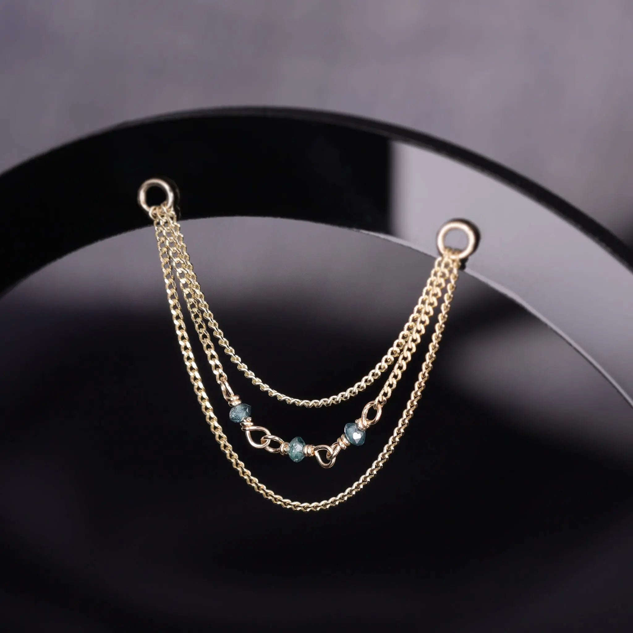 BEATTI Chain Attachments Sisley • Natural Diamond Bead Triple Curb Chain 32mm Sisley • Natural Diamond Bead Triple Curb Chain 32mm