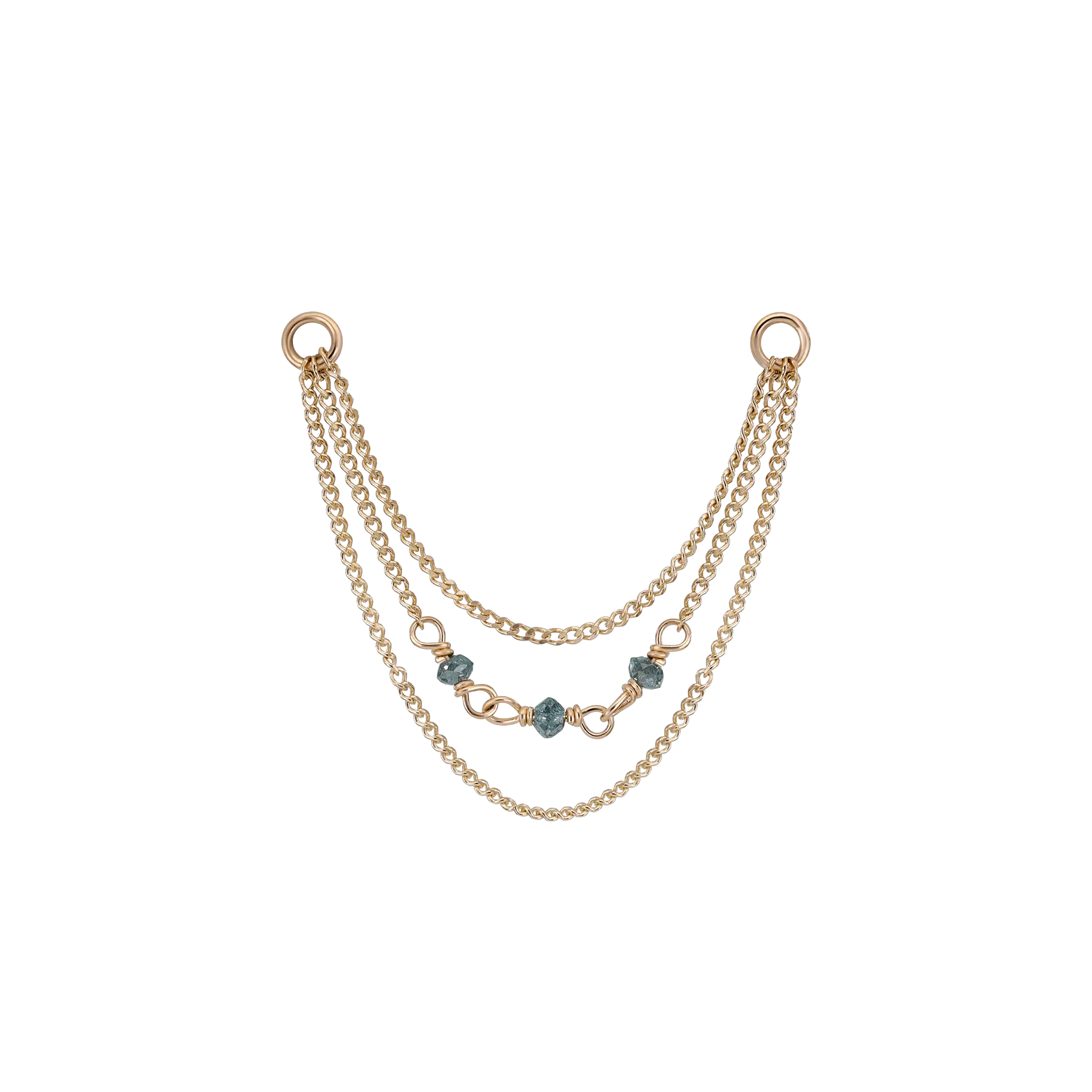 BEATTI Chain Attachments Gold / Blue Diamond Sisley • Natural Diamond Bead Triple Curb Chain 32mm BTFG032C CURB Sisley • Natural Diamond Bead Triple Curb Chain 32mm