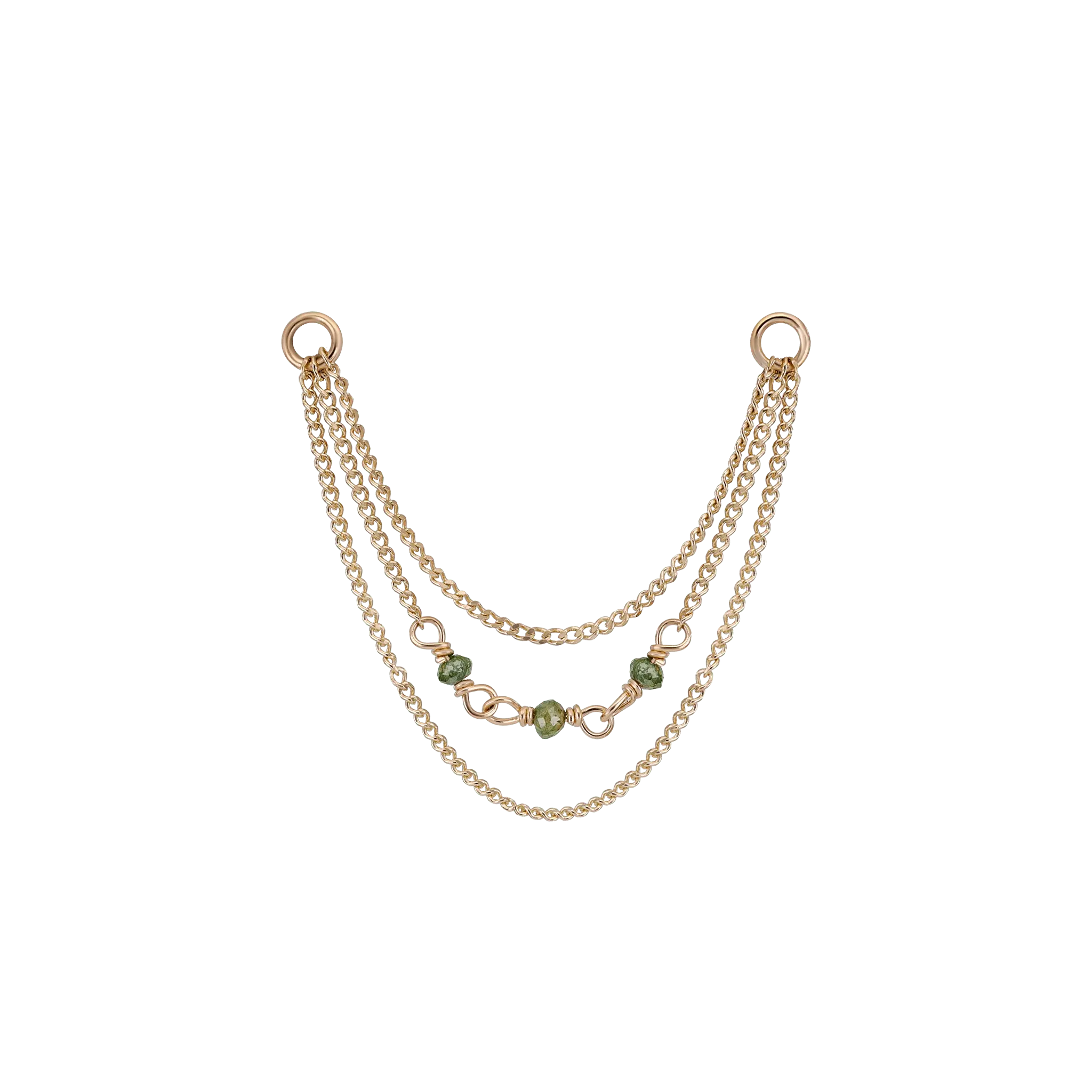 BEATTI Chain Attachments Gold / Green Diamond Sisley • Natural Diamond Bead Triple Curb Chain 32mm BTFG032C CURB Sisley • Natural Diamond Bead Triple Curb Chain 32mm