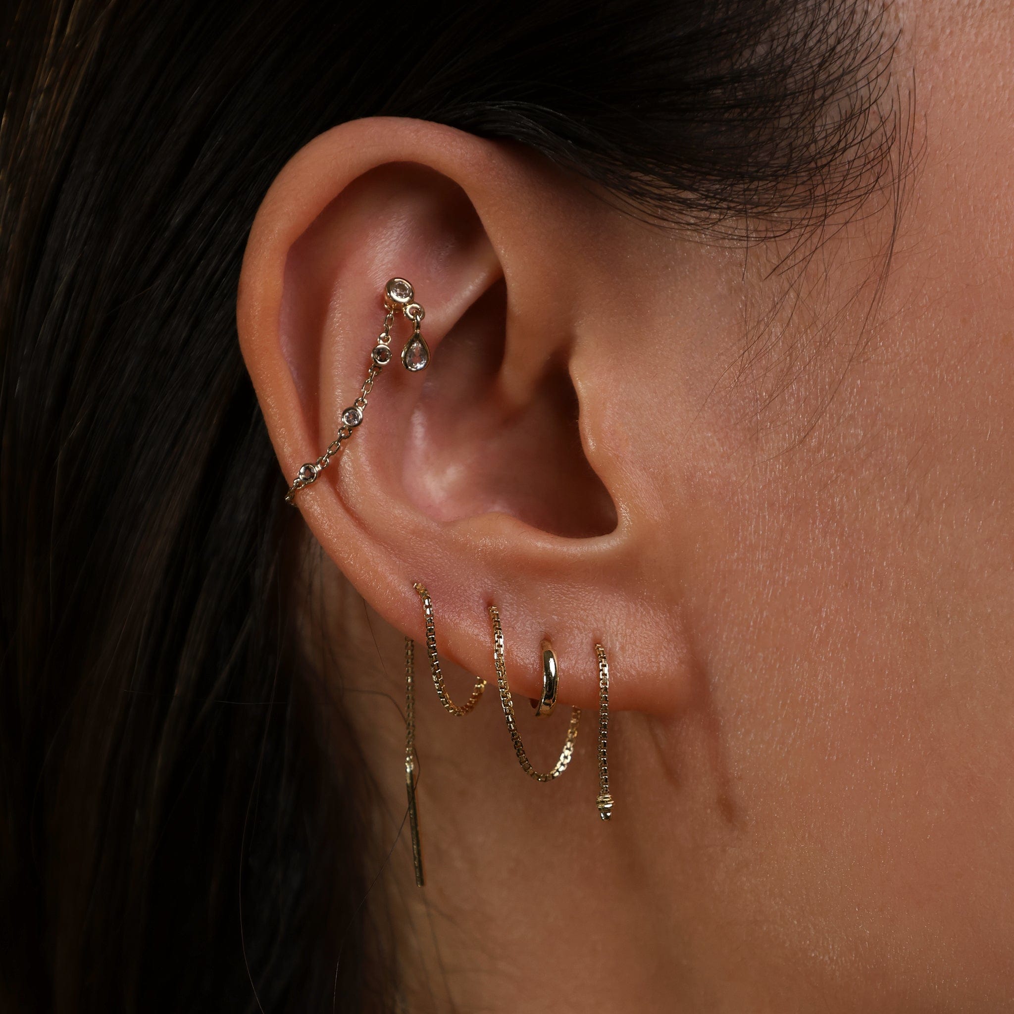 BEATTI Chain Attachments Tiny Bezel Gemstone Link Chain Tiny Bezel Gemstone Link Chain