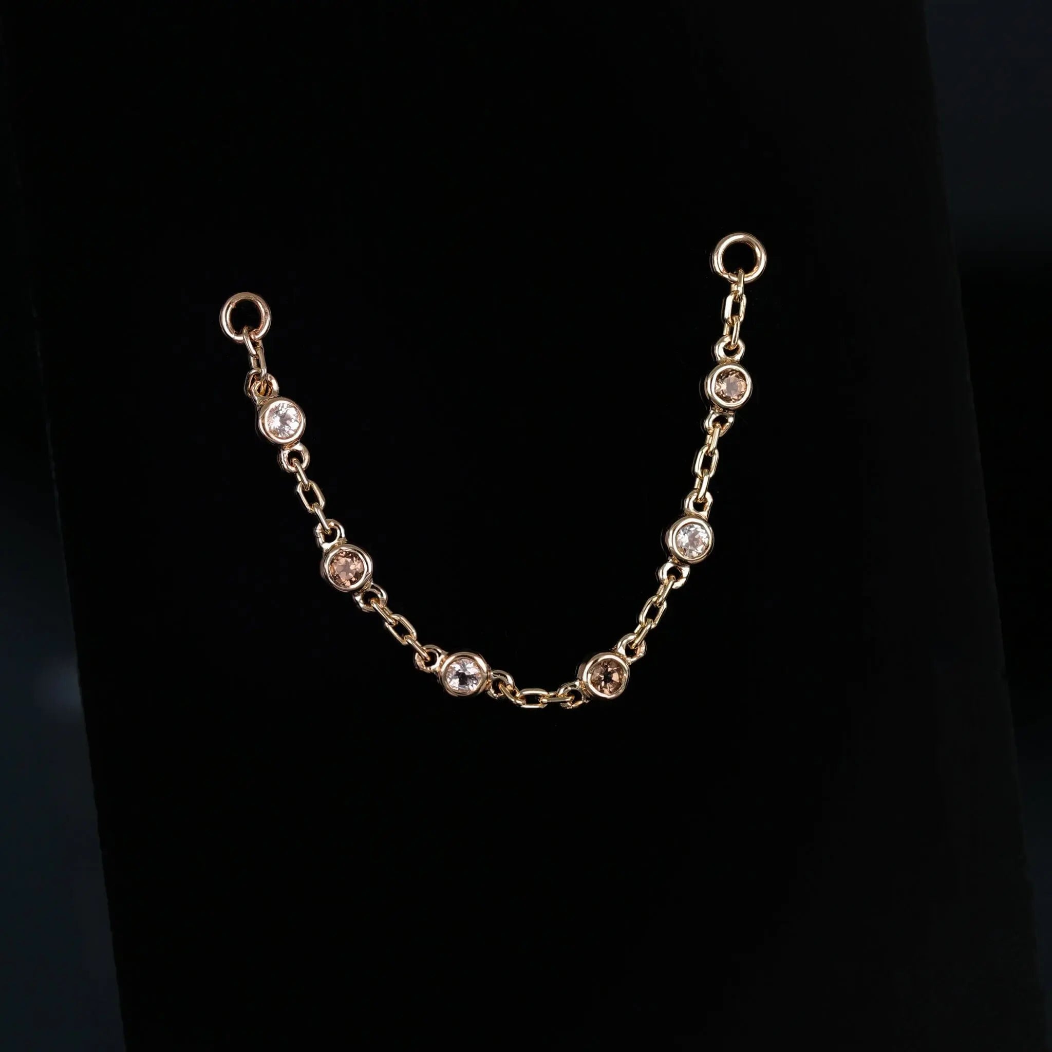 BEATTI Chain Attachments Tiny Bezel Gemstone Link Chain Tiny Bezel Gemstone Link Chain