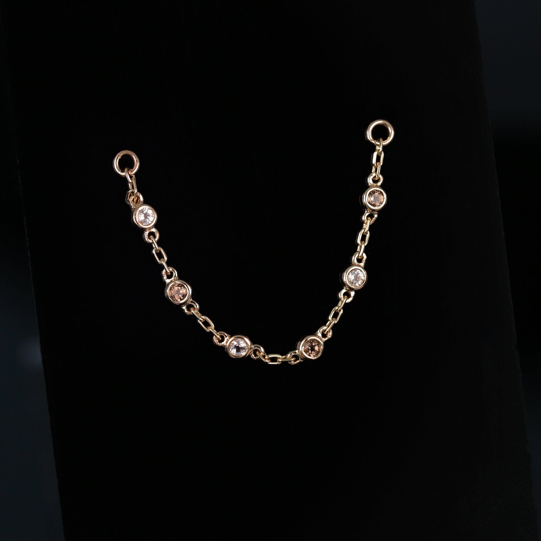 BEATTI Chain Attachments Tiny Bezel Gemstone Link Chain Tiny Bezel Gemstone Link Chain