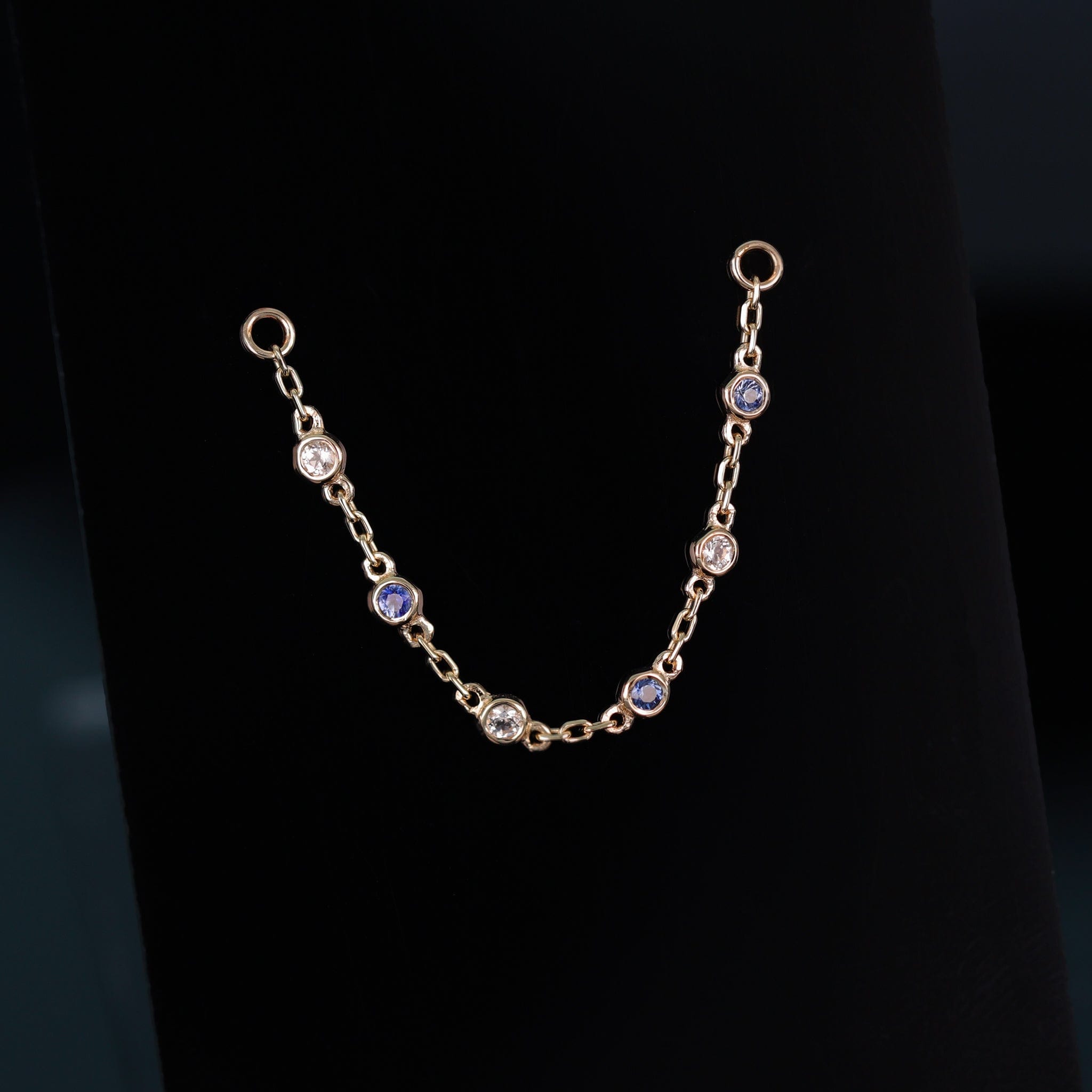 BEATTI Chain Attachments Tiny Bezel Gemstone Link Chain Tiny Bezel Gemstone Link Chain