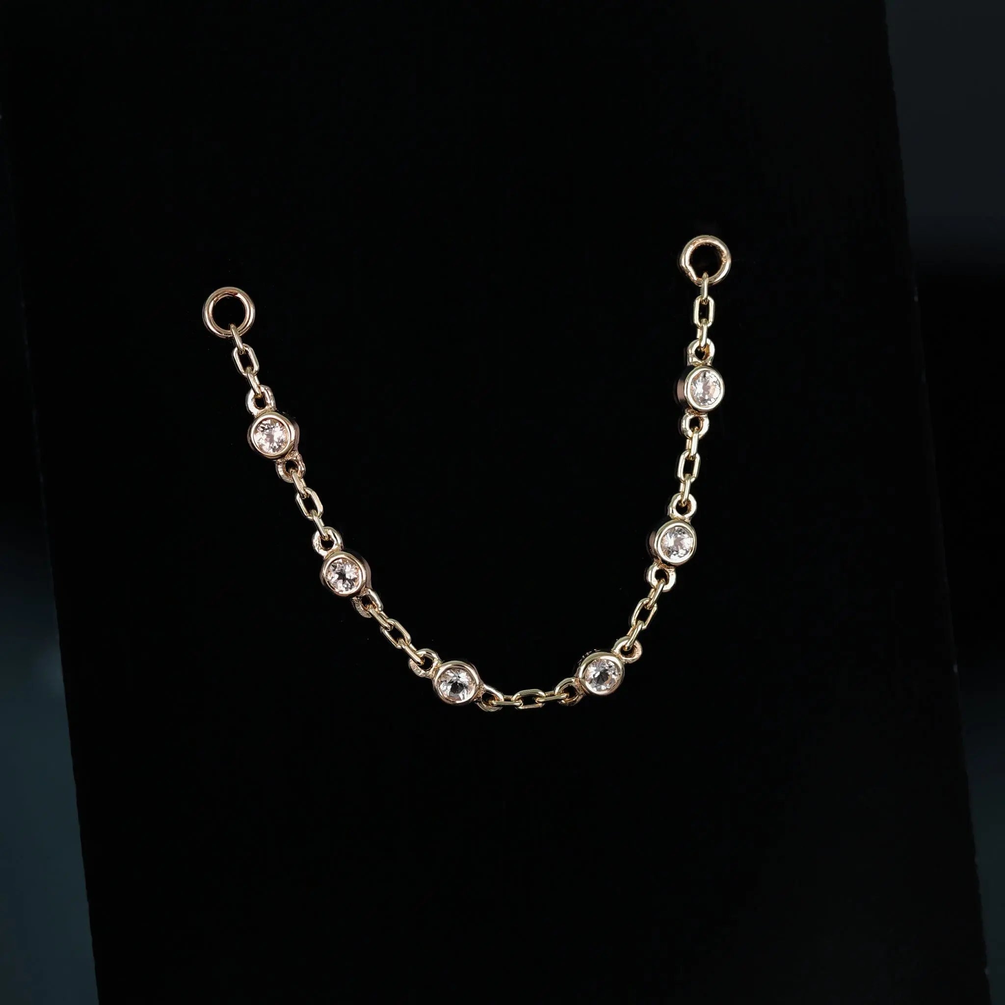 BEATTI Chain Attachments Tiny Bezel Gemstone Link Chain Tiny Bezel Gemstone Link Chain