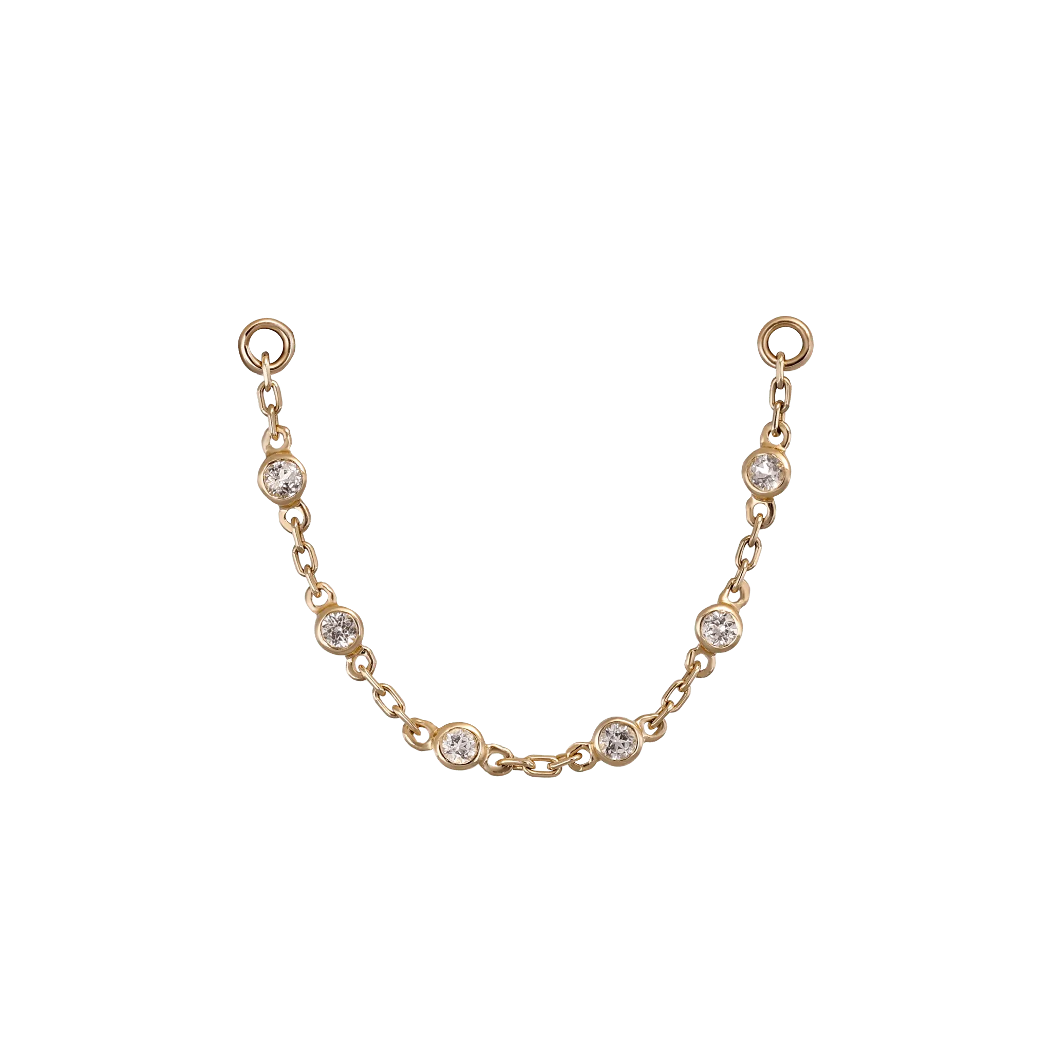 BEATTI Chain Attachments Gold / White Topaz Tiny Bezel Gemstone Link Chain BTFG024 TW Tiny Bezel Gemstone Link Chain