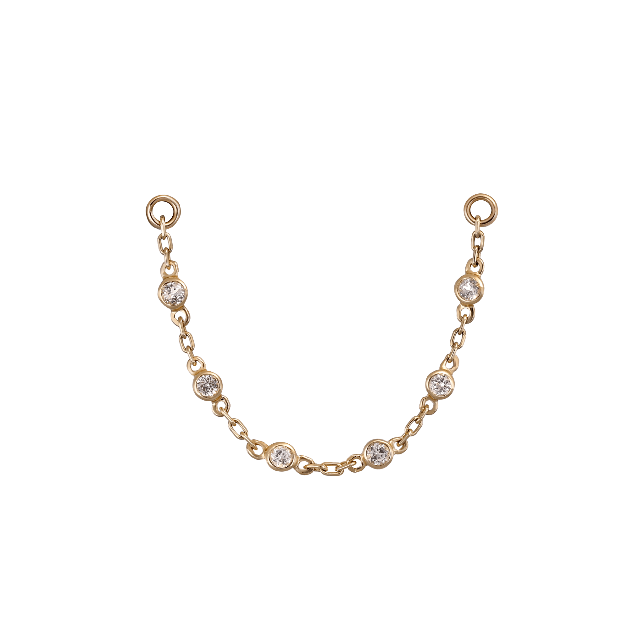 BEATTI Chain Attachments Gold / White Topaz Tiny Bezel Gemstone Link Chain BTFG024 TW Tiny Bezel Gemstone Link Chain