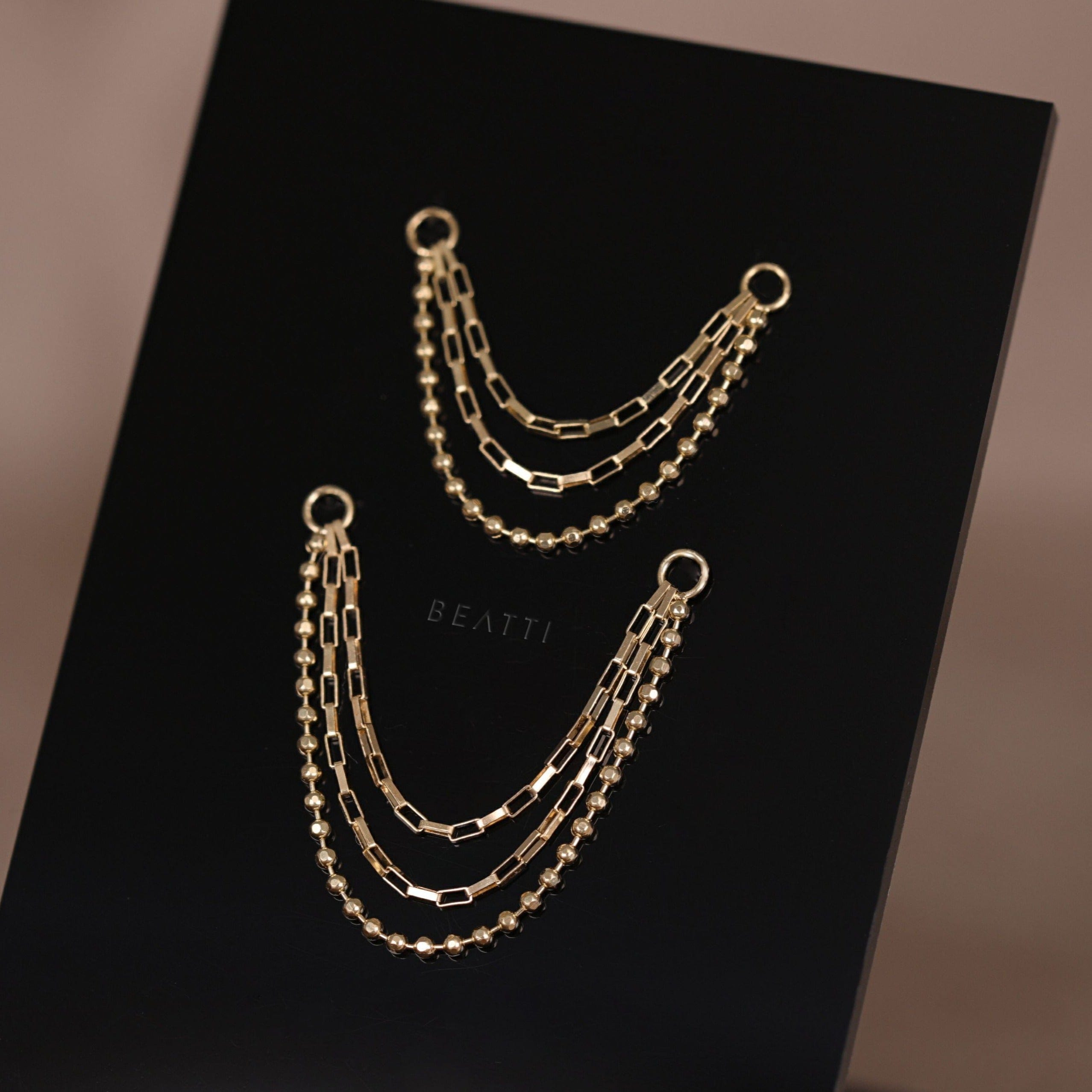 BEATTI Chain Attachments Venezia Triple Mixed Chain Attachment 14k Gold Triple Mixed Chain by BEATTI