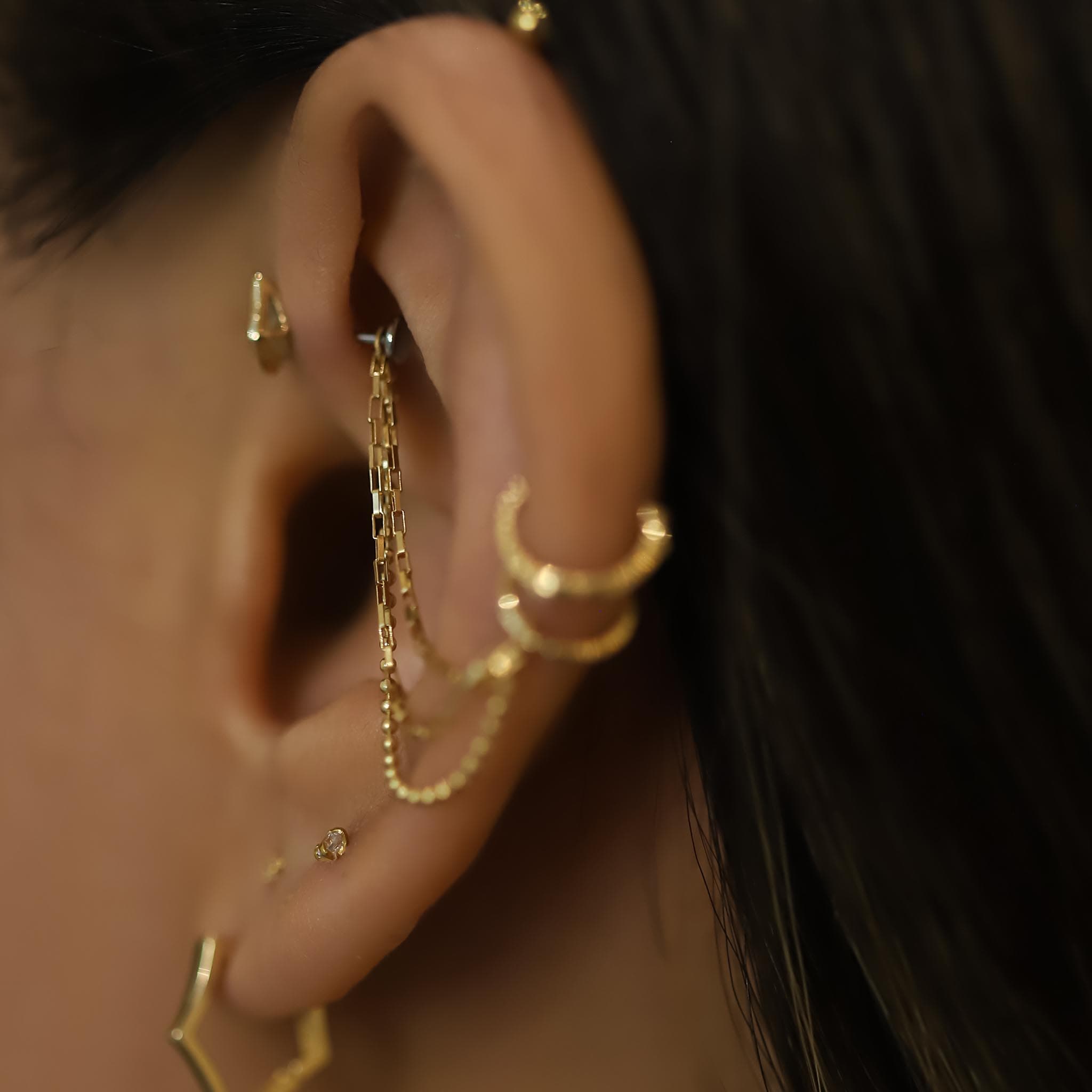 BEATTI Chain Attachments Venezia Triple Mixed Chain Attachment 14k Gold Triple Mixed Chain by BEATTI