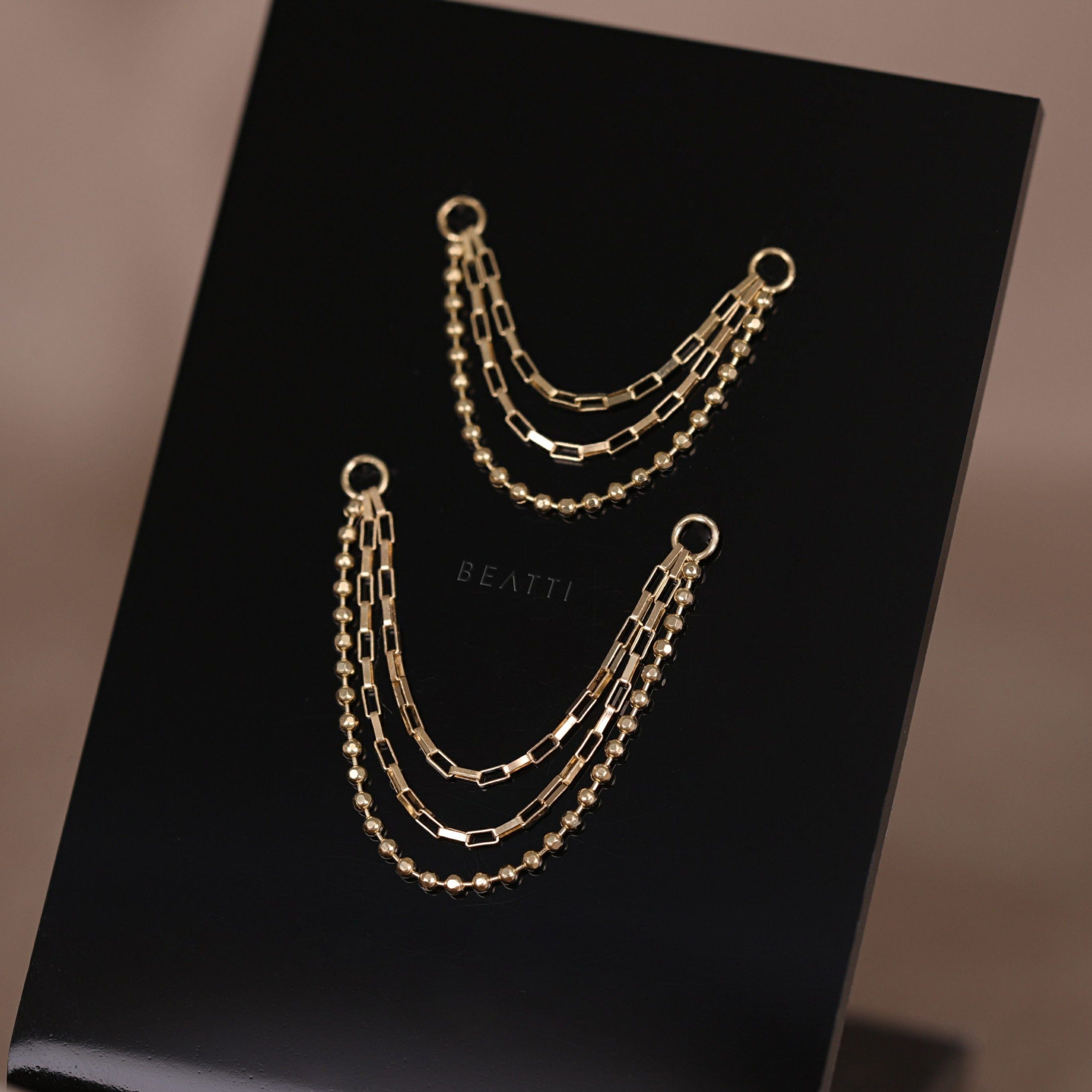 BEATTI Chain Attachments Venezia Triple Mixed Chain Attachment 14k Gold Triple Mixed Chain by BEATTI
