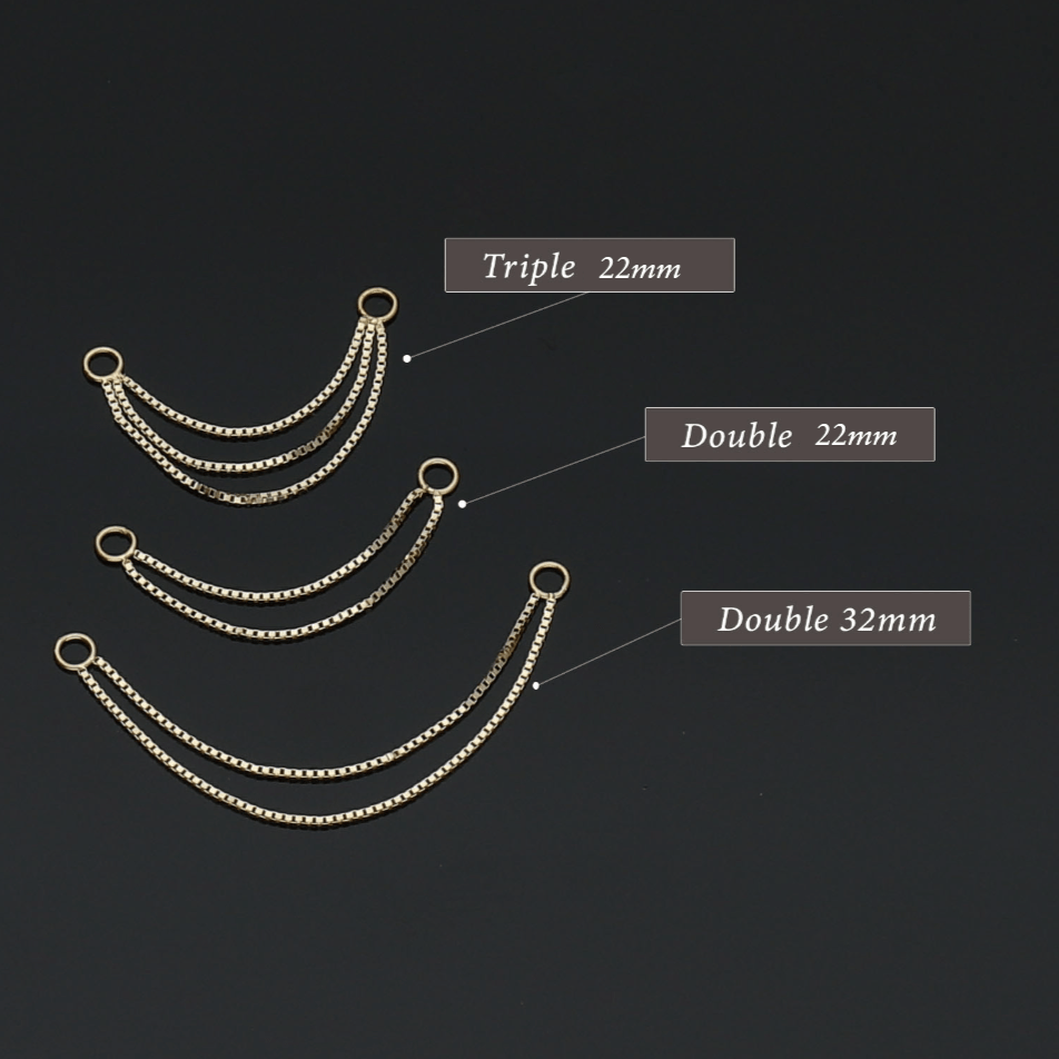 BEATTI Chain Attachments Vicenza 14K Solid Gold Box Chain Attachment 14k Gold Triple Chain by BEATTI