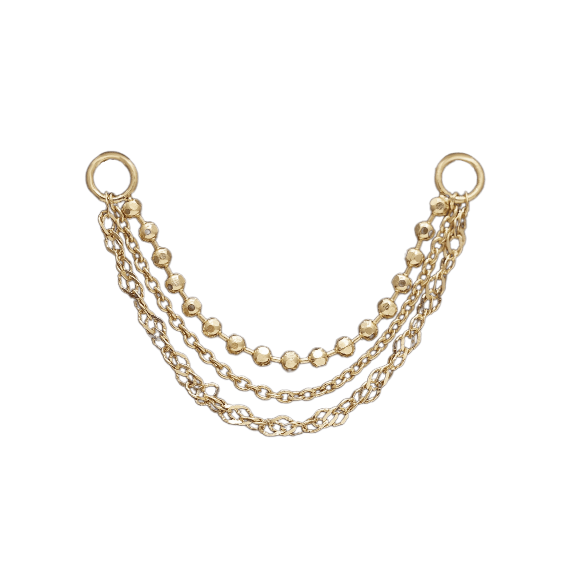 BEATTI Chain Attachments Vicenza Triple Mixed Chain Attachment 14k Gold Triple Mixed Chain by BEATTI
