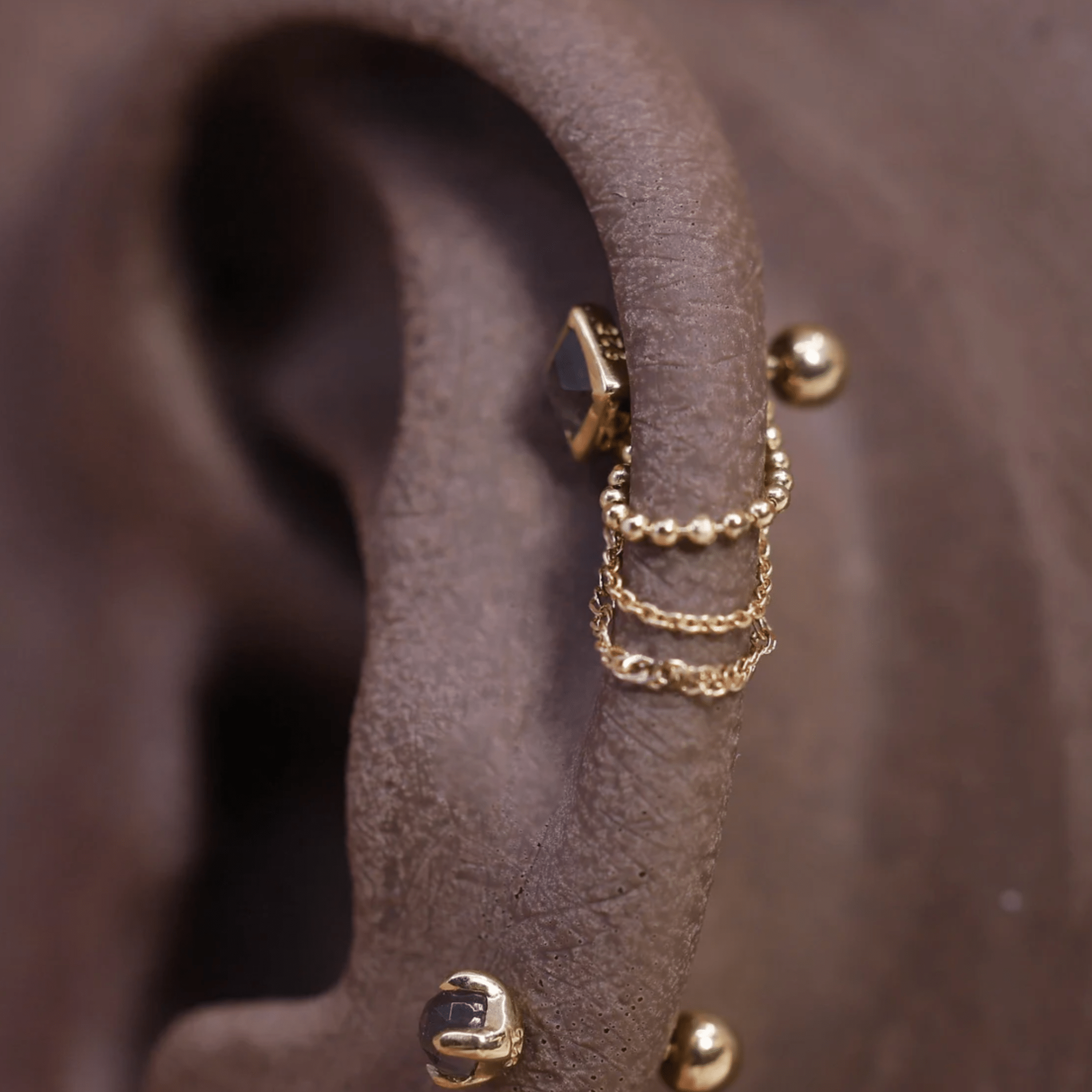 BEATTI Chain Attachments Vicenza Triple Mixed Chain Attachment 14k Gold Triple Mixed Chain by BEATTI