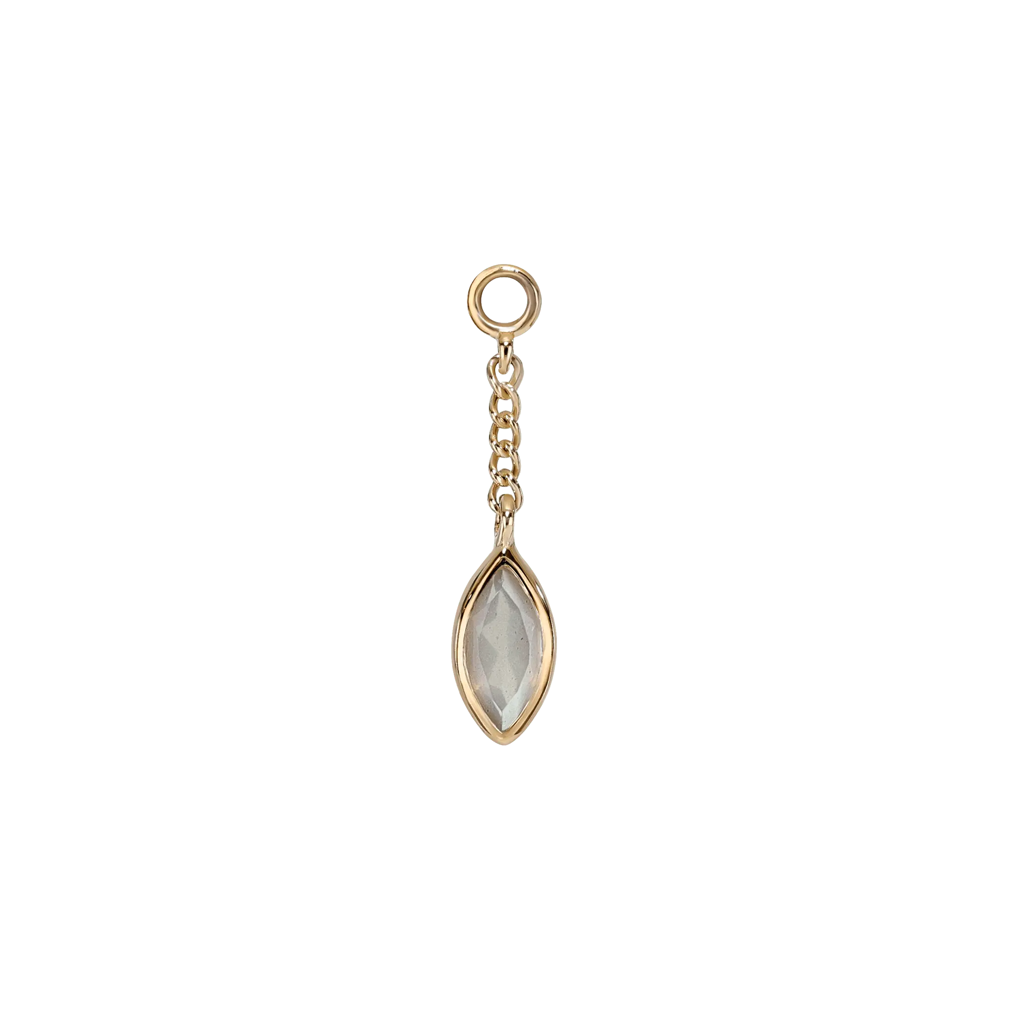 BEATTI Charms Gold / Grey Moonstone Aris • Marquise Gemstone Chain Charm BTFG008 Aris • Marquise Gemstone Chain Charm