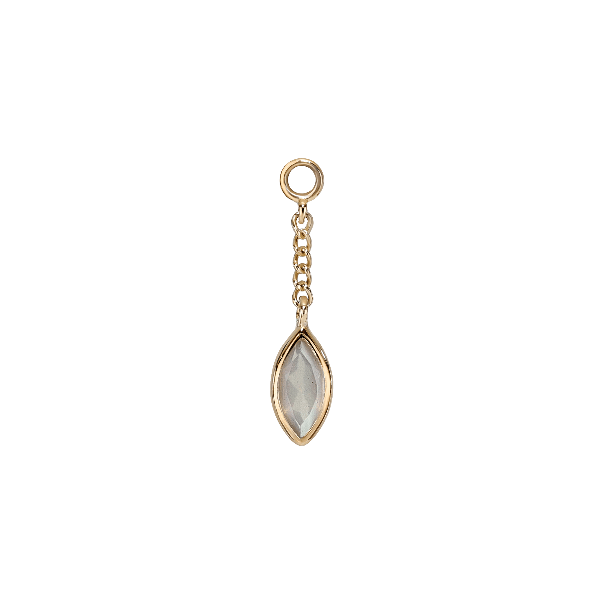 BEATTI Charms Gold / Grey Moonstone Aris • Marquise Gemstone Chain Charm BTFG008 Aris • Marquise Gemstone Chain Charm