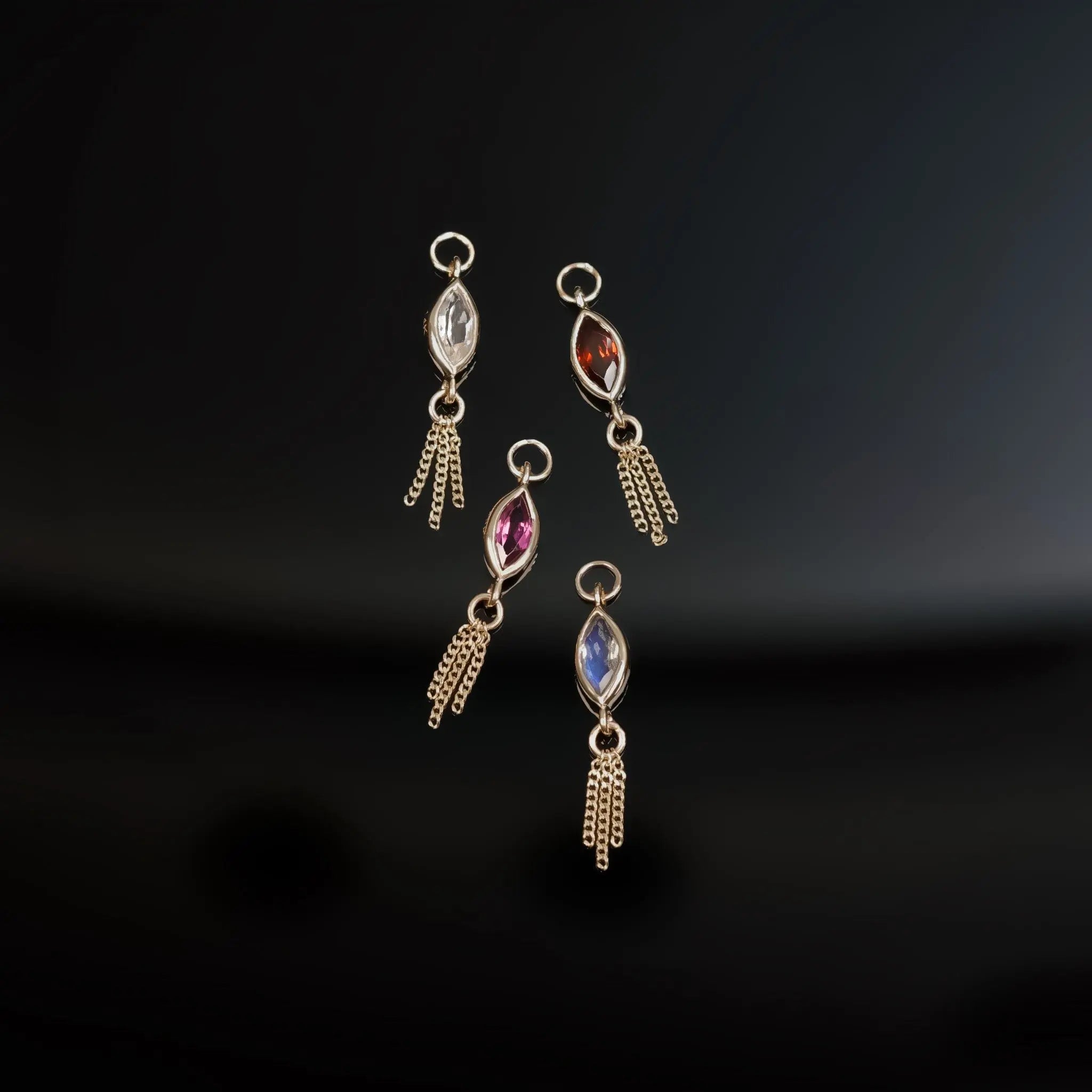 BEATTI Charms Aris • Marquise Gemstone Tassel Chain Charm Aris • Marquise Gemstone Tassel Chain Charm