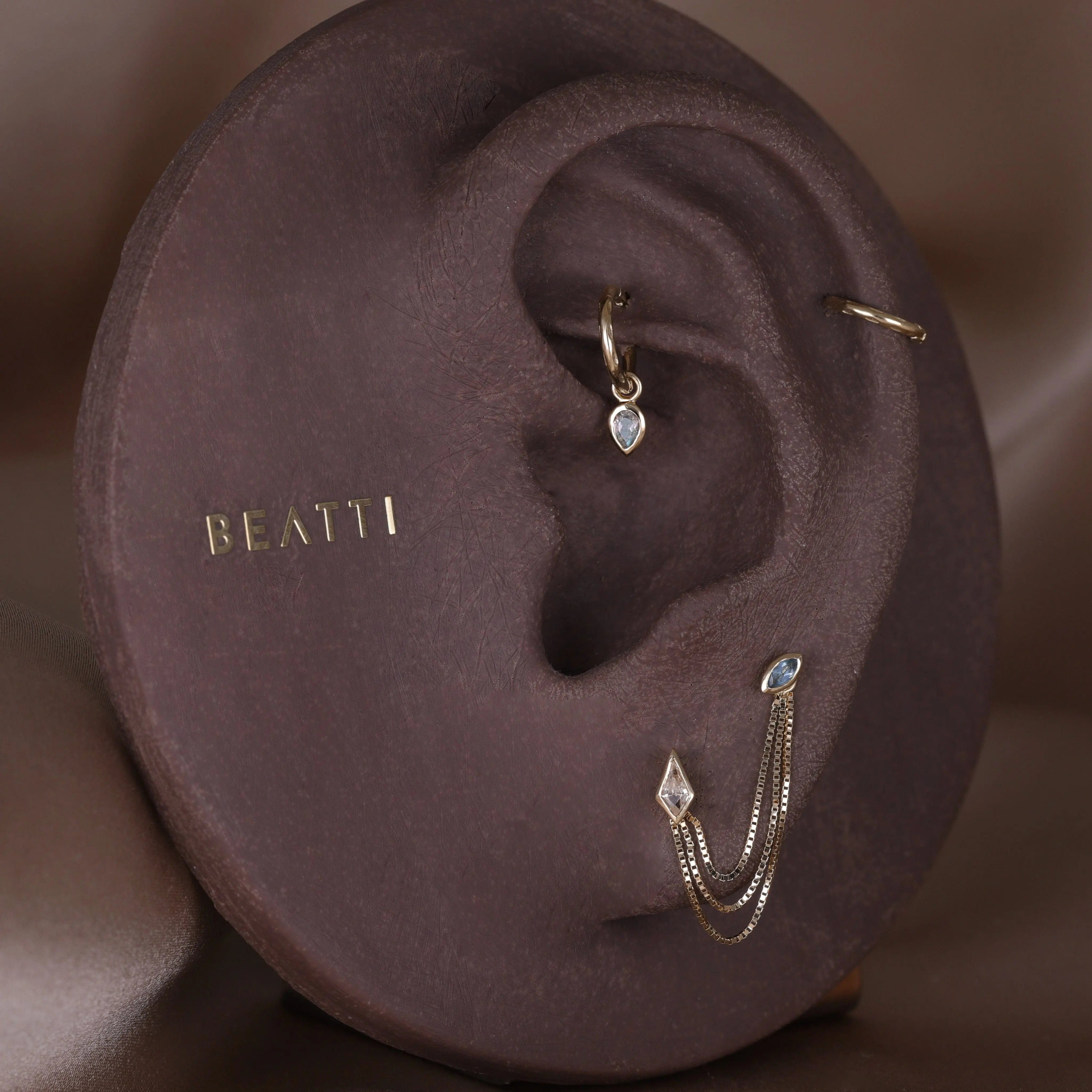 BEATTI Charms Emma • 14K Gold Pear Cut Gemstone Hoop Charm Emma • 14K Gold Pear Cut Gemstone Hoop Charm