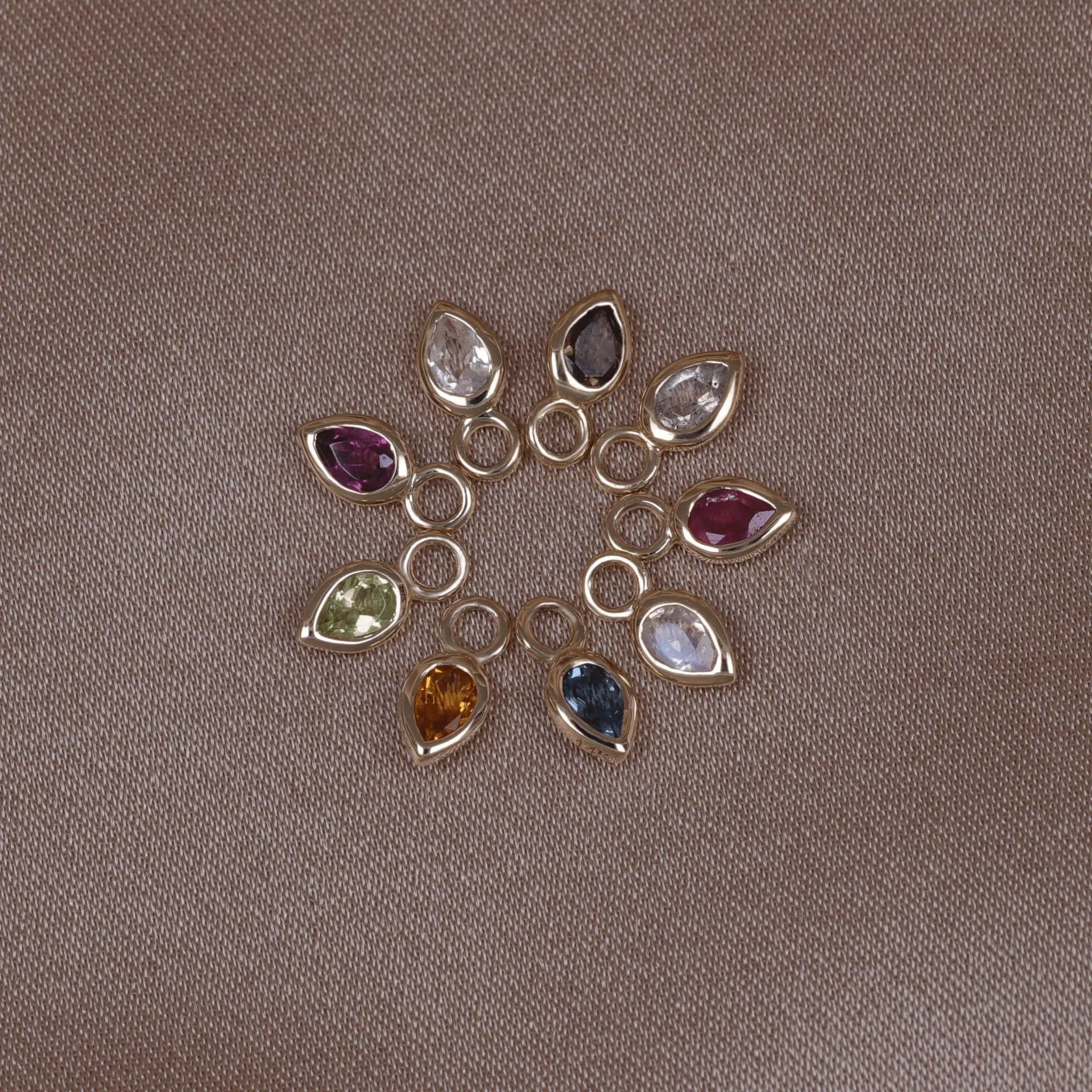 BEATTI Charms Emma • 14K Gold Pear Cut Gemstone Hoop Charm Emma • 14K Gold Pear Cut Gemstone Hoop Charm