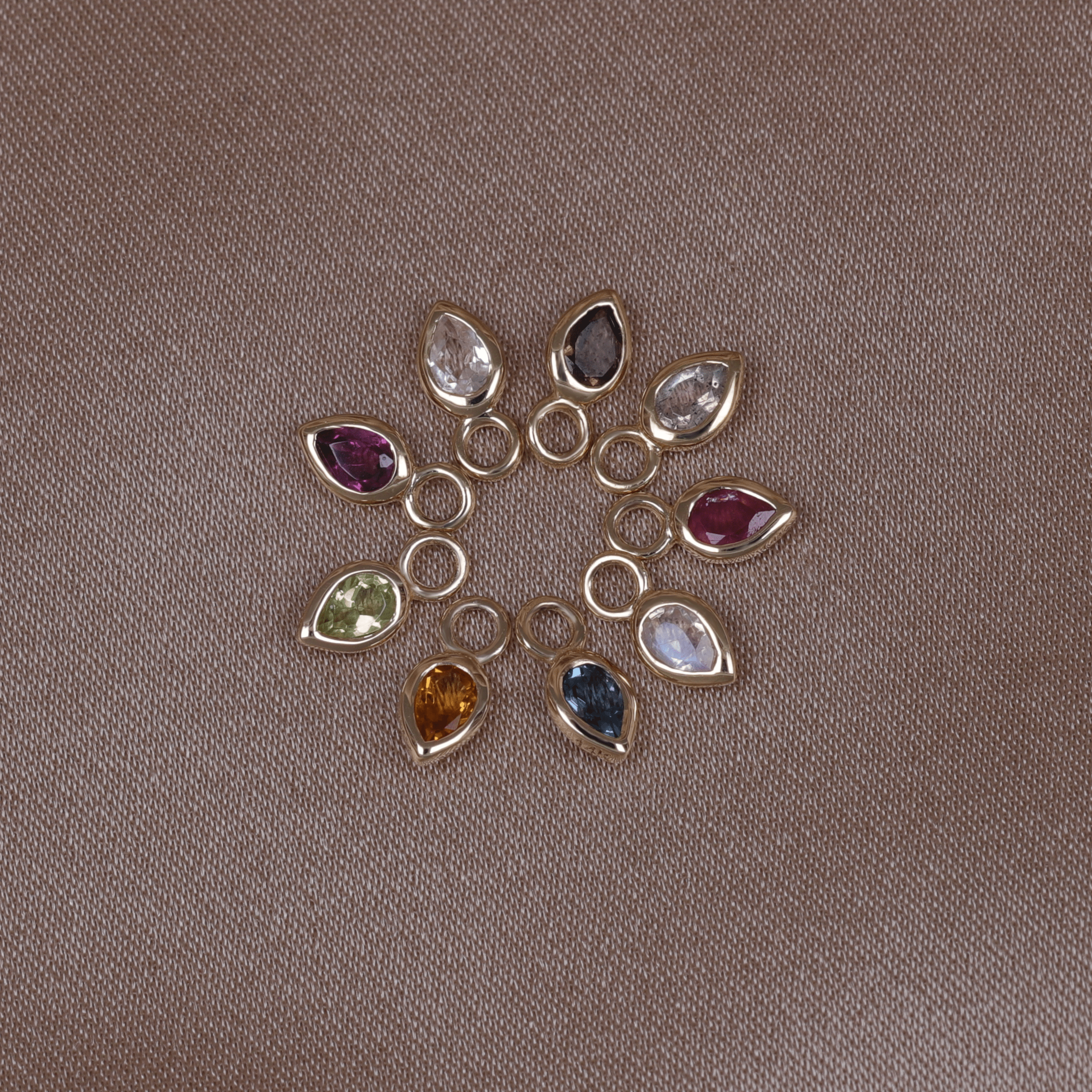 BEATTI Charms Emma • 14K Gold Pear Cut Gemstone Hoop Charm Emma • 14K Gold Pear Cut Gemstone Hoop Charm