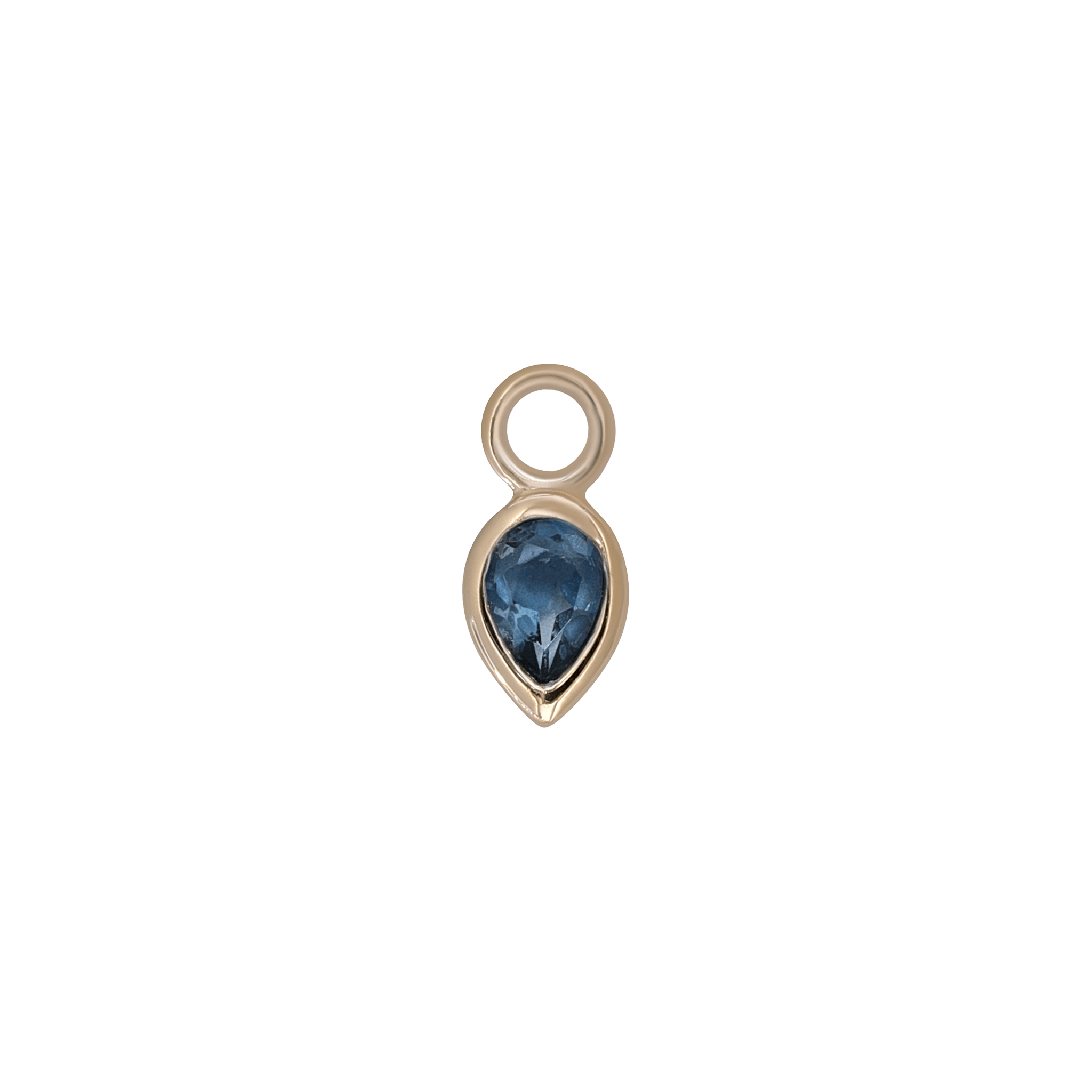 BEATTI Charms Gold / London Blue Topaz Emma • 14K Gold Pear Cut Gemstone Hoop Charm BTPG015 Emma • 14K Gold Pear Cut Gemstone Hoop Charm