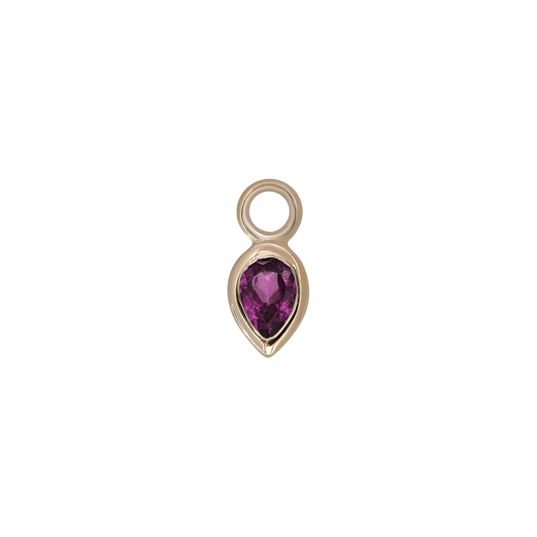 BEATTI Charms Gold / Rhodolite Garnet Emma • 14K Gold Pear Cut Gemstone Hoop Charm BTPG015 Emma • 14K Gold Pear Cut Gemstone Hoop Charm