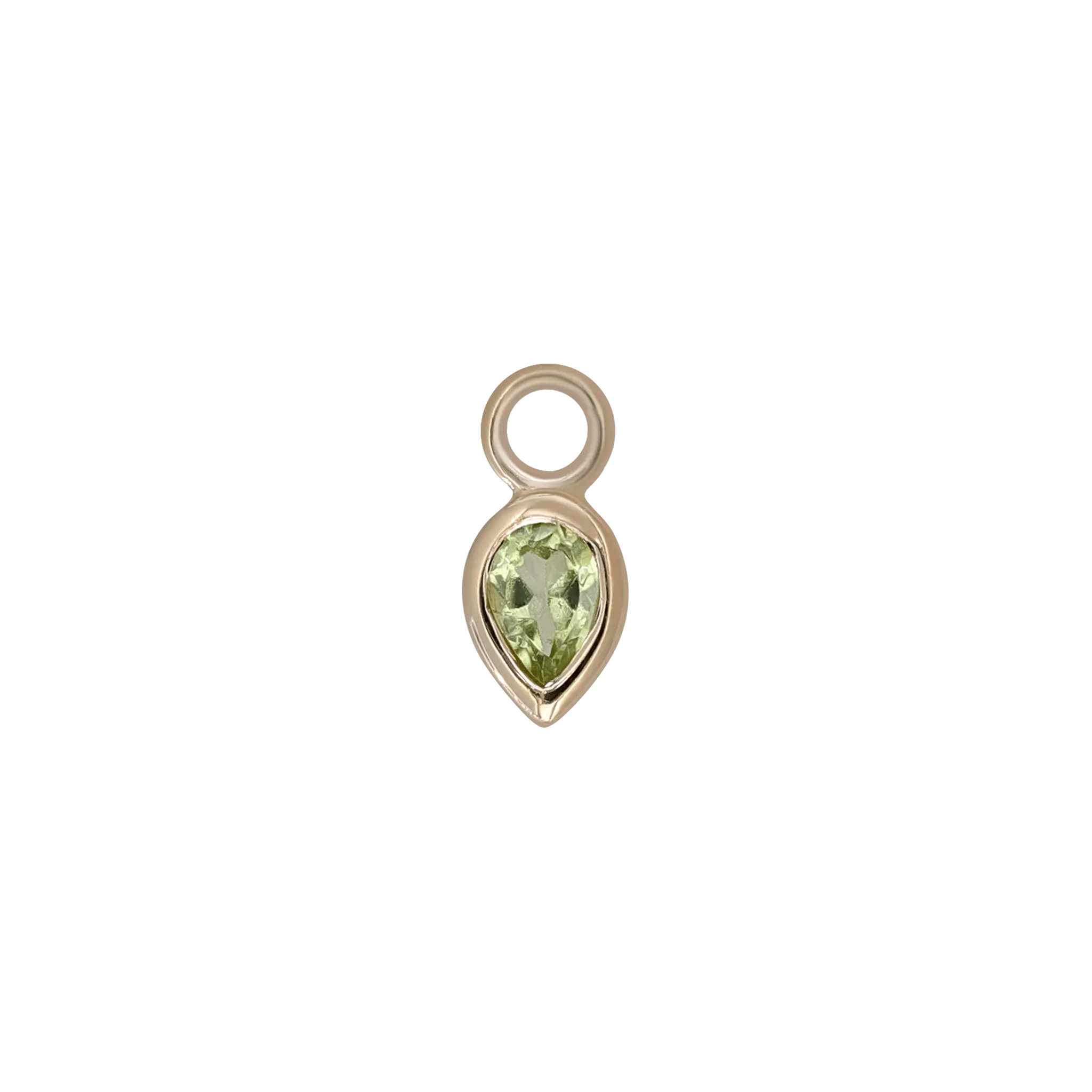 BEATTI Charms Gold / Peridot Emma • 14K Gold Pear Cut Gemstone Hoop Charm BTPG015 Emma • 14K Gold Pear Cut Gemstone Hoop Charm