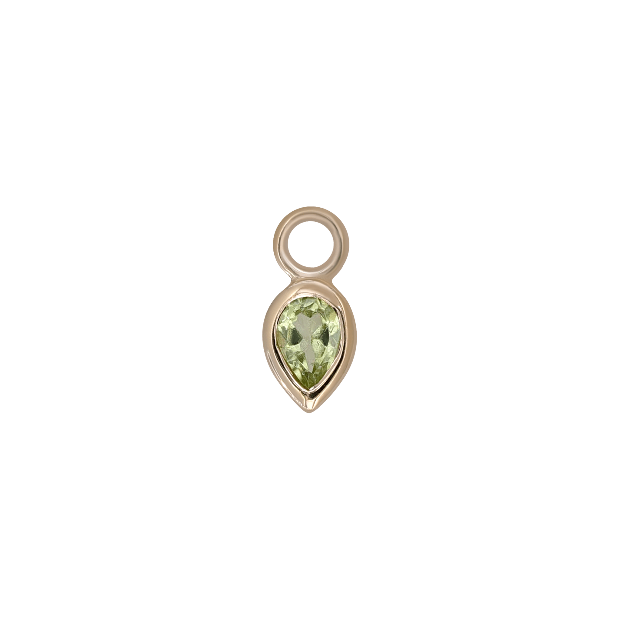 BEATTI Charms Gold / Peridot Emma • 14K Gold Pear Cut Gemstone Hoop Charm BTPG015 Emma • 14K Gold Pear Cut Gemstone Hoop Charm
