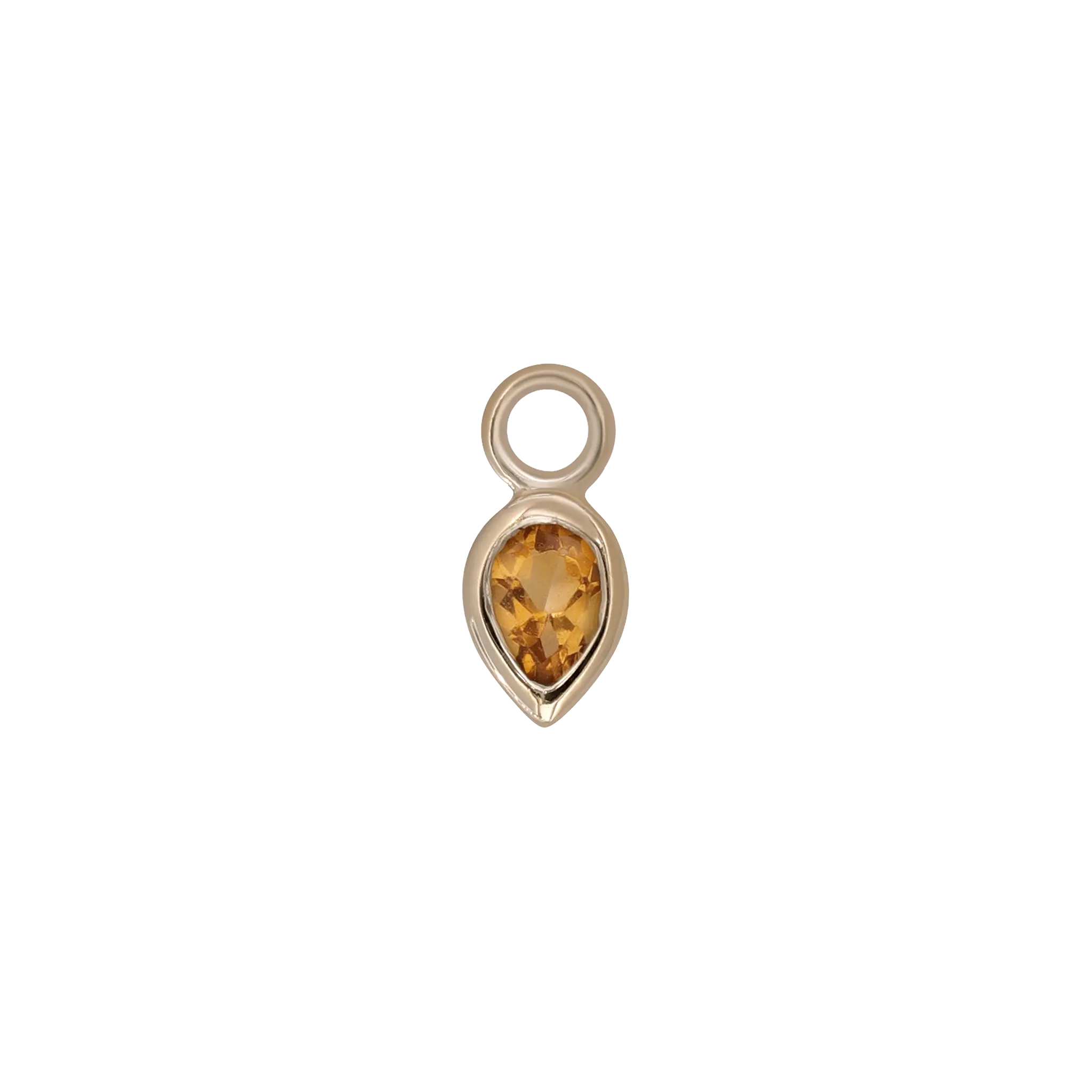 BEATTI Charms Gold / Citrine Emma • 14K Gold Pear Cut Gemstone Hoop Charm BTPG015 Emma • 14K Gold Pear Cut Gemstone Hoop Charm