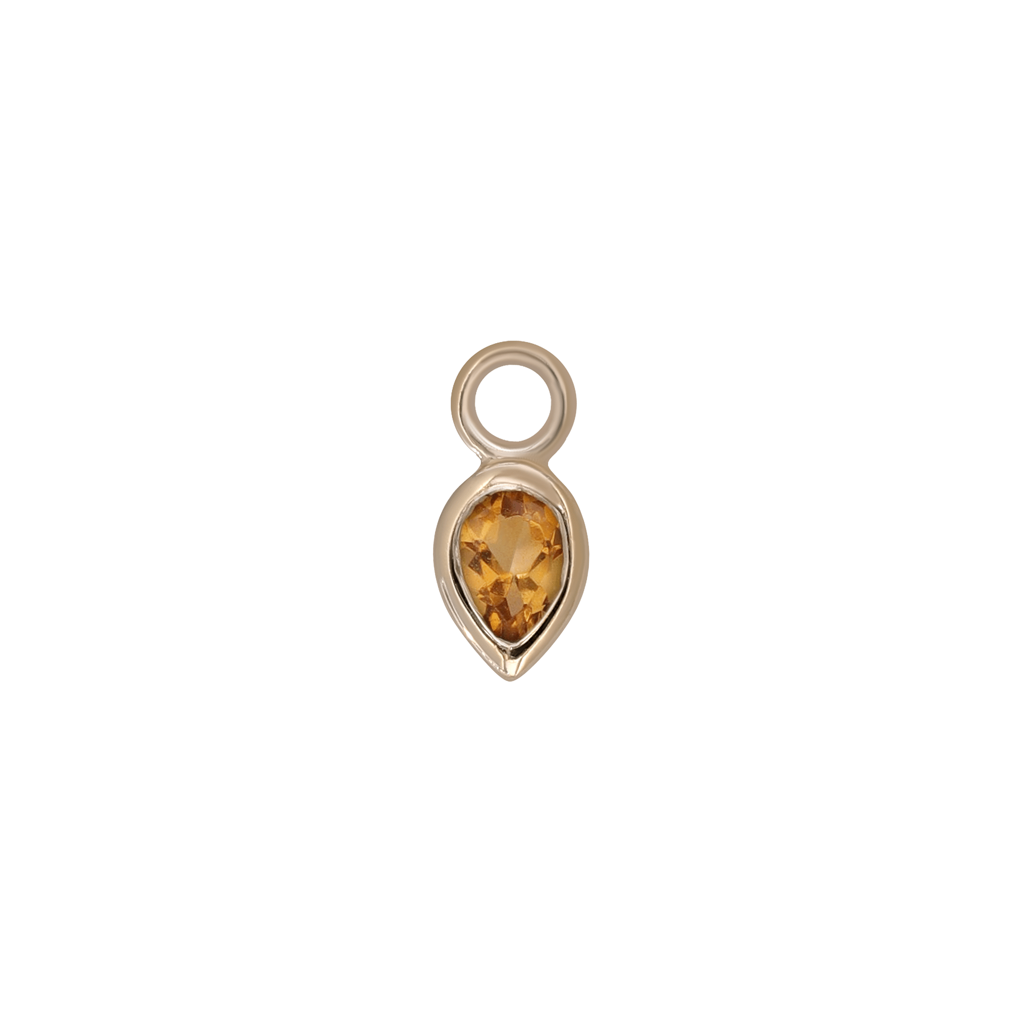 BEATTI Charms Gold / Citrine Emma • 14K Gold Pear Cut Gemstone Hoop Charm BTPG015 Emma • 14K Gold Pear Cut Gemstone Hoop Charm