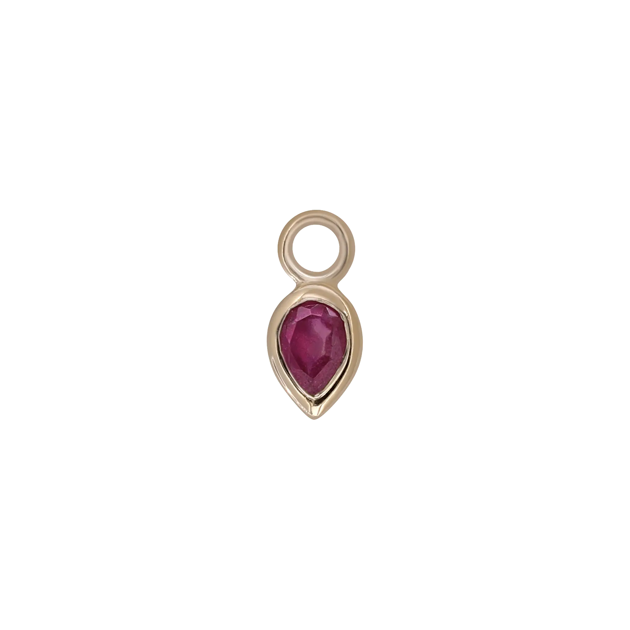 BEATTI Charms Gold / Ruby Emma • 14K Gold Pear Cut Gemstone Hoop Charm BTPG015 Emma • 14K Gold Pear Cut Gemstone Hoop Charm