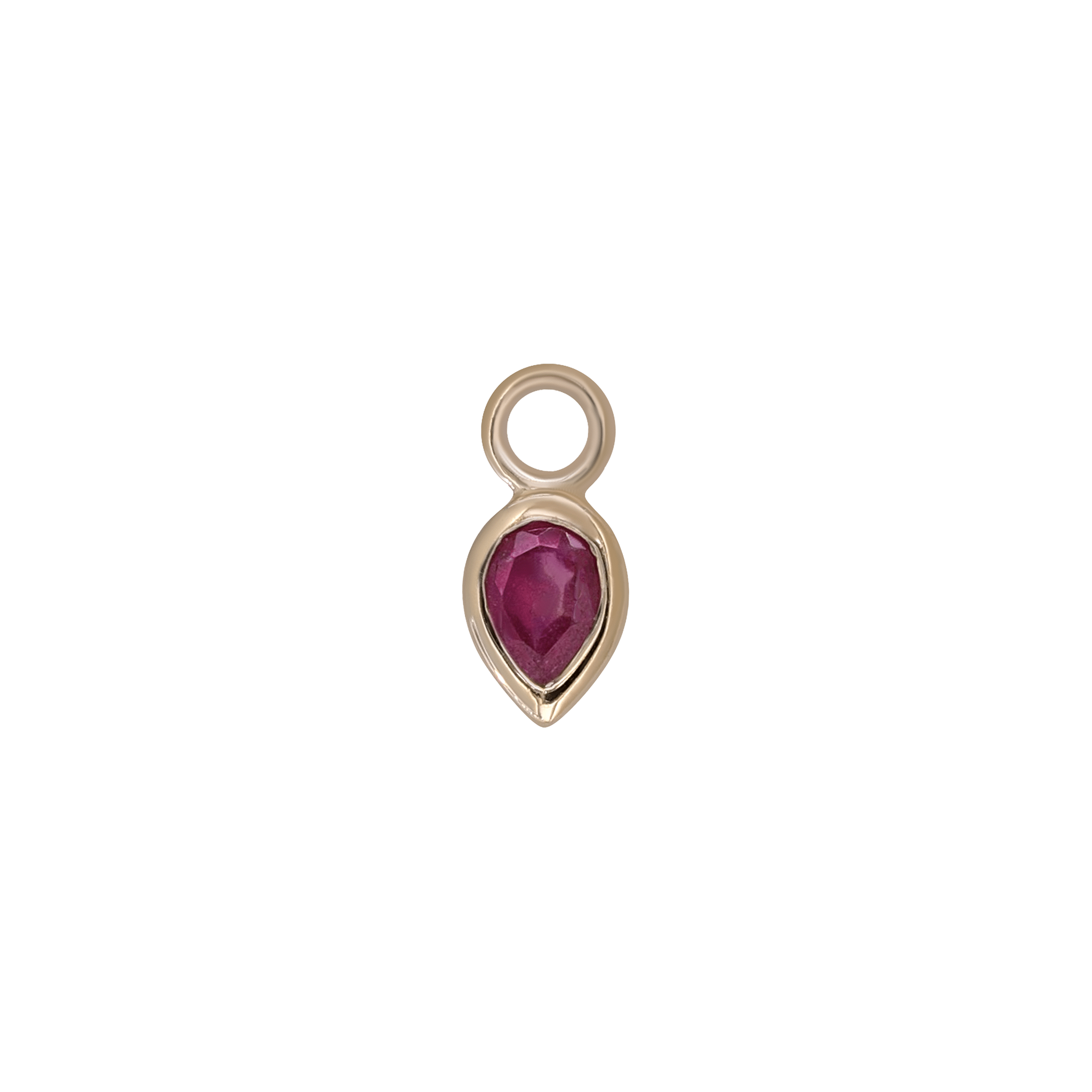 BEATTI Charms Gold / Ruby Emma • 14K Gold Pear Cut Gemstone Hoop Charm BTPG015 Emma • 14K Gold Pear Cut Gemstone Hoop Charm