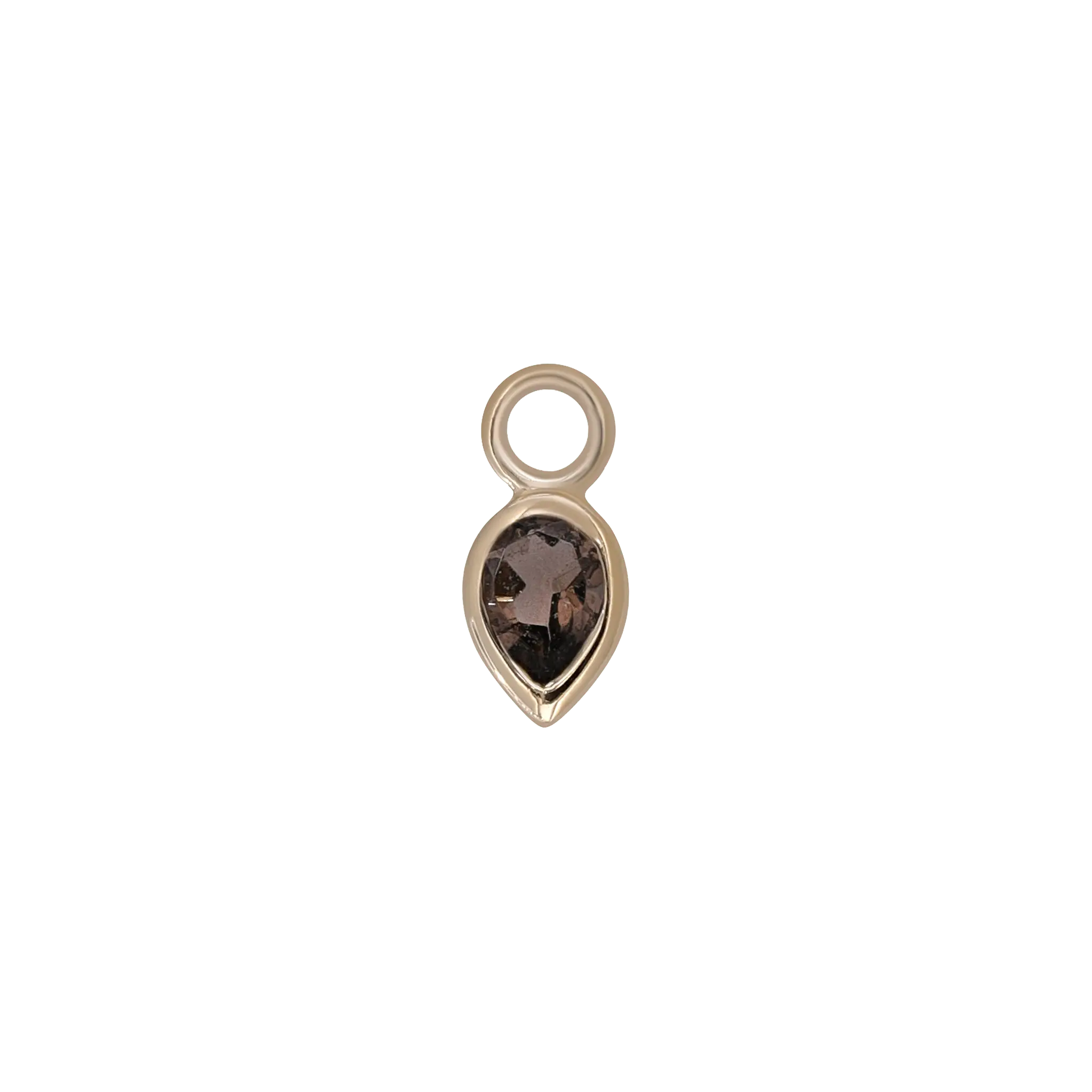 BEATTI Charms Gold / Smoky Quartz Emma • 14K Gold Pear Cut Gemstone Hoop Charm BTPG015 Emma • 14K Gold Pear Cut Gemstone Hoop Charm