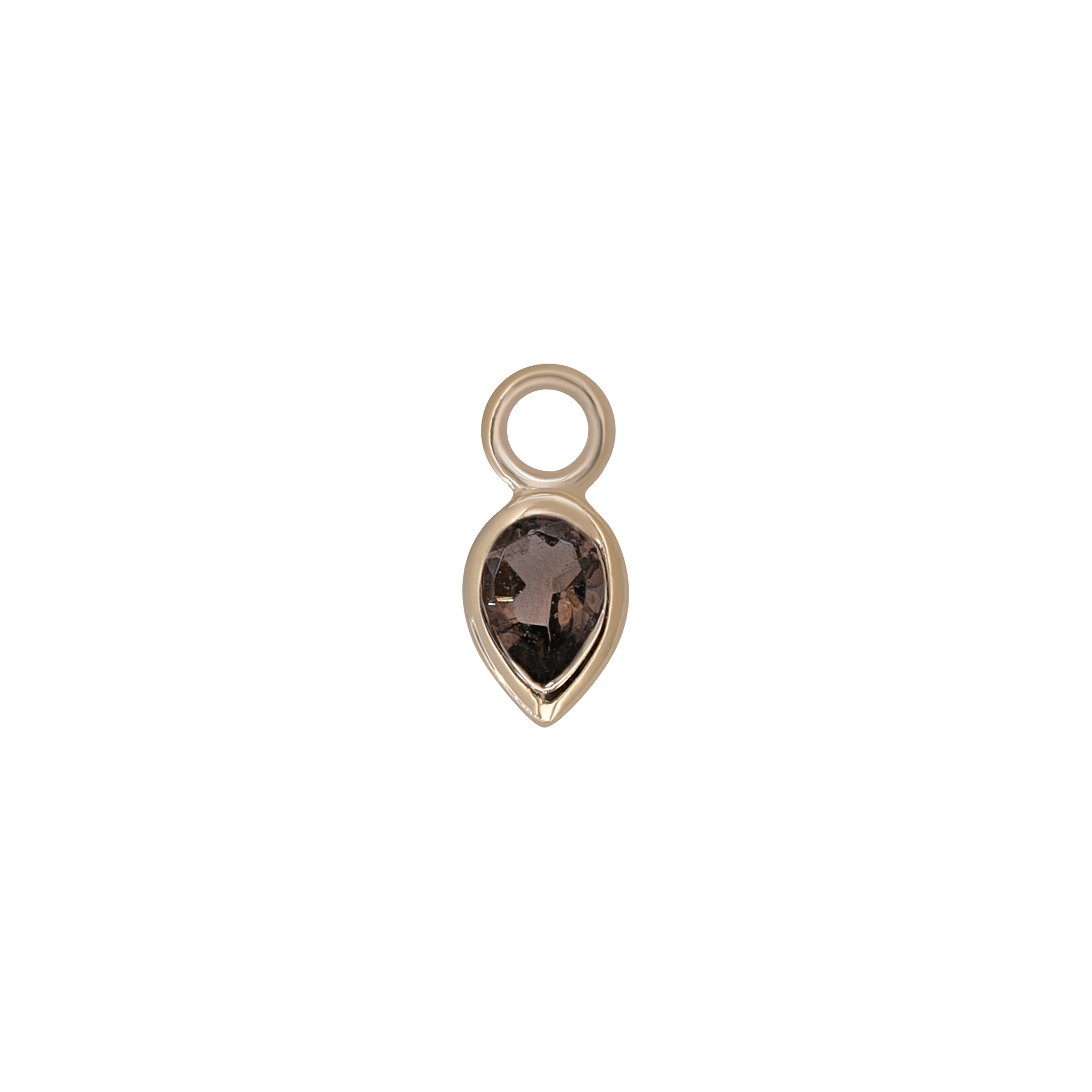 BEATTI Charms Gold / Smoky Quartz Emma • 14K Gold Pear Cut Gemstone Hoop Charm BTPG015 Emma • 14K Gold Pear Cut Gemstone Hoop Charm