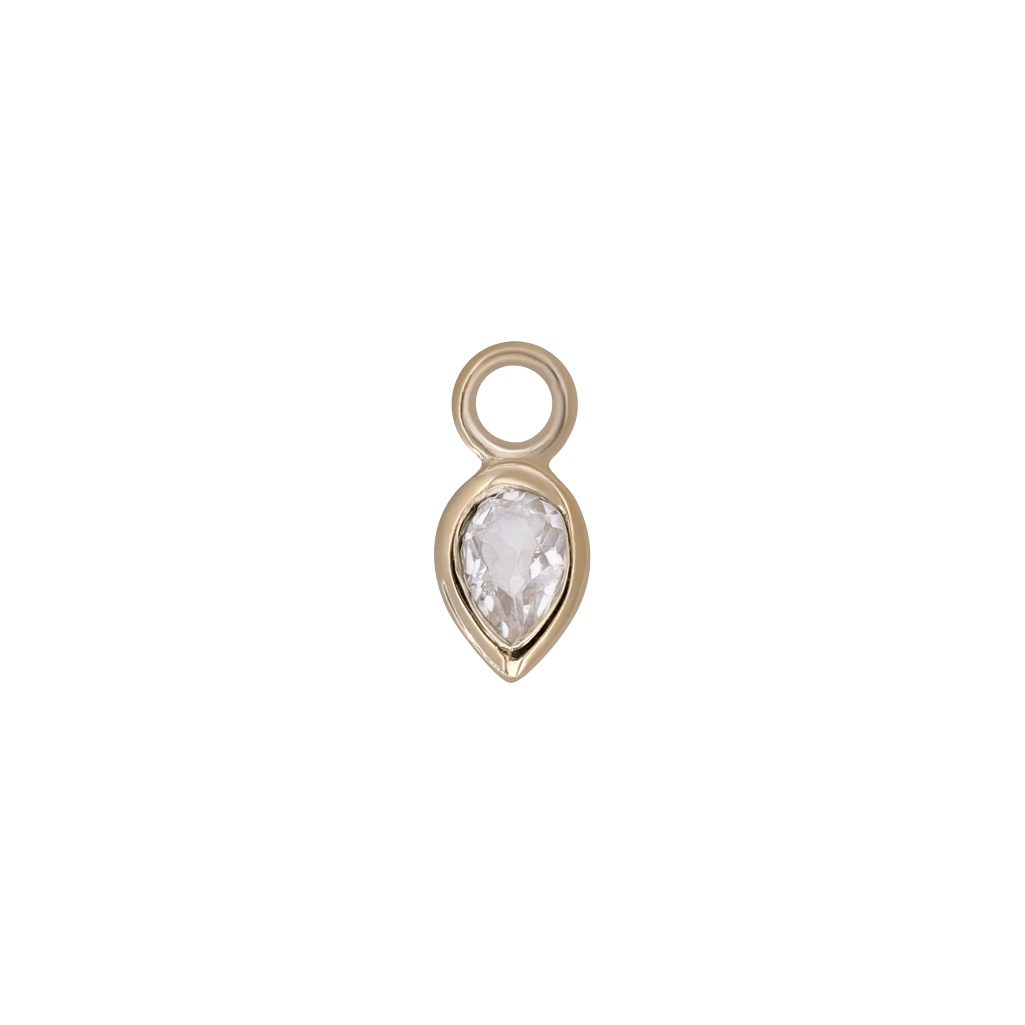 BEATTI Charms Gold / White Topaz Emma • 14K Gold Pear Cut Gemstone Hoop Charm BTPG015 Emma • 14K Gold Pear Cut Gemstone Hoop Charm
