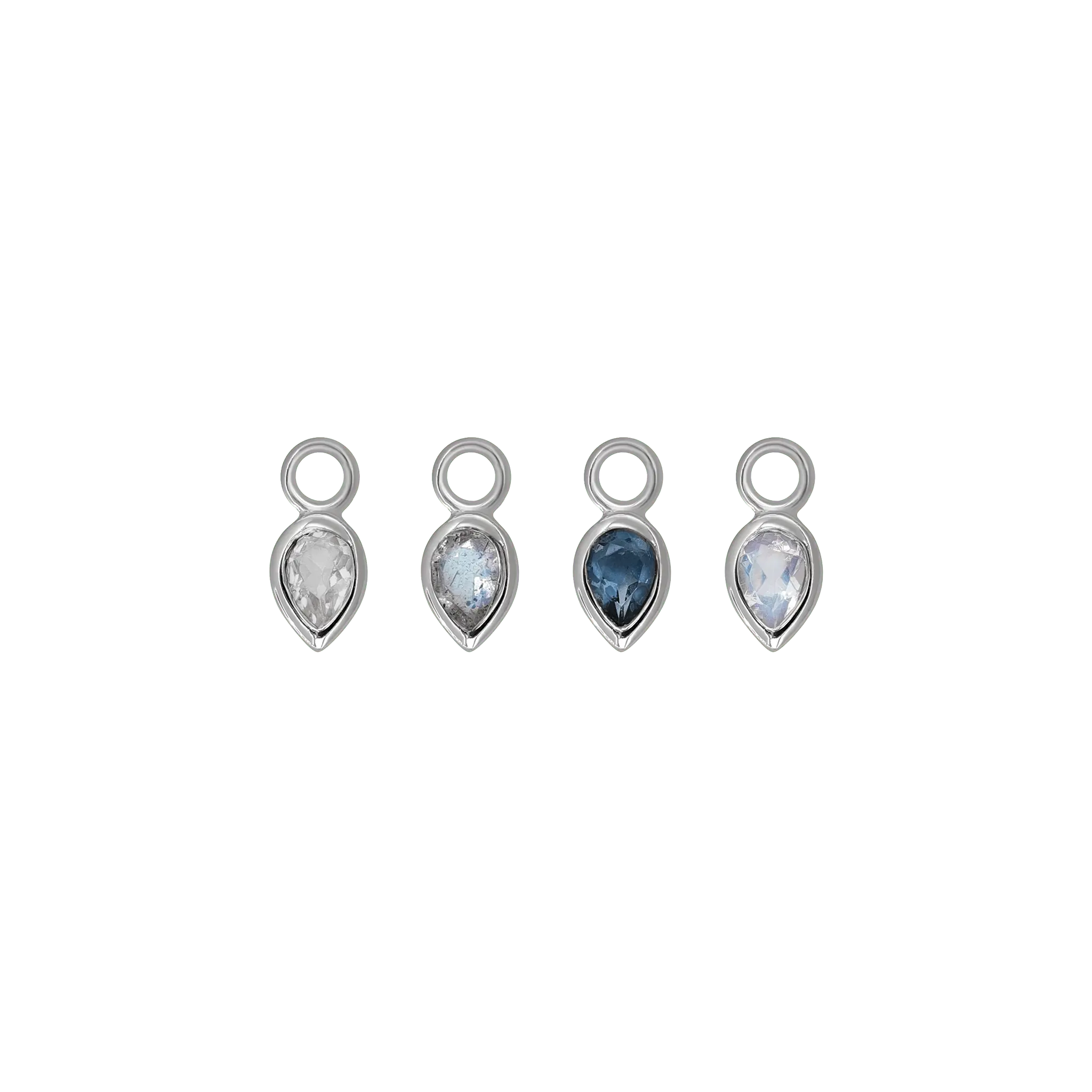 BEATTI Charms Emma • White Gold Pear Cut Gemstone Hoop Charm Emma • White Gold Pear Cut Gemstone Hoop Charm